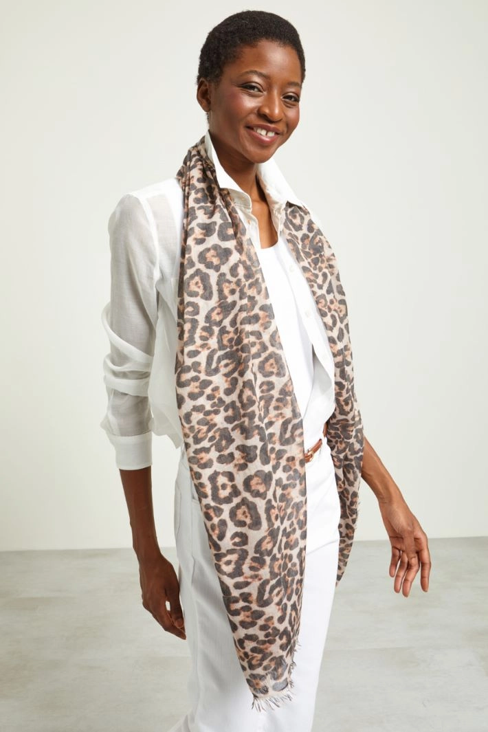 Viscose gauze stole - BEIGE BROWN