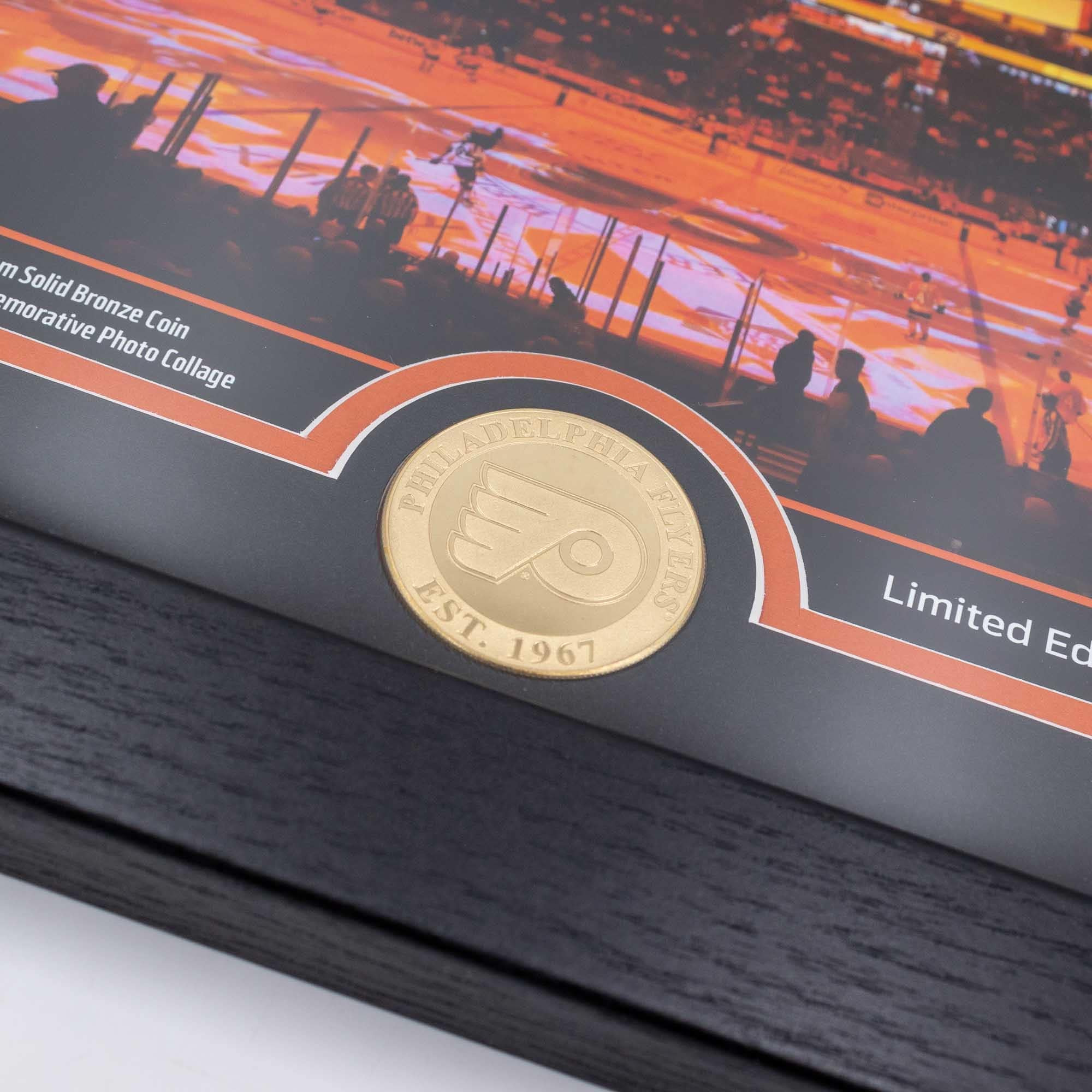 Philadelphia Flyers 2-Time Stanley Cup Champions Bronze Coin Framed NHL Photo