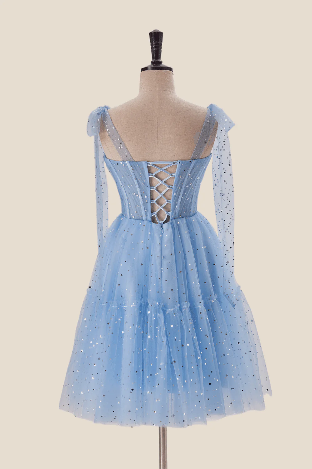 Starry Light Blue Tulle A-line Princess Dress