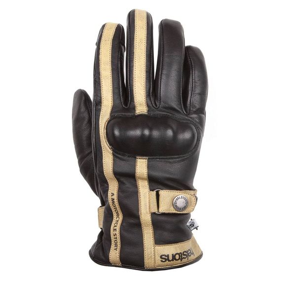 Helstons BURTON LEATHER Gloves - Black / BeigeRef: HS0923