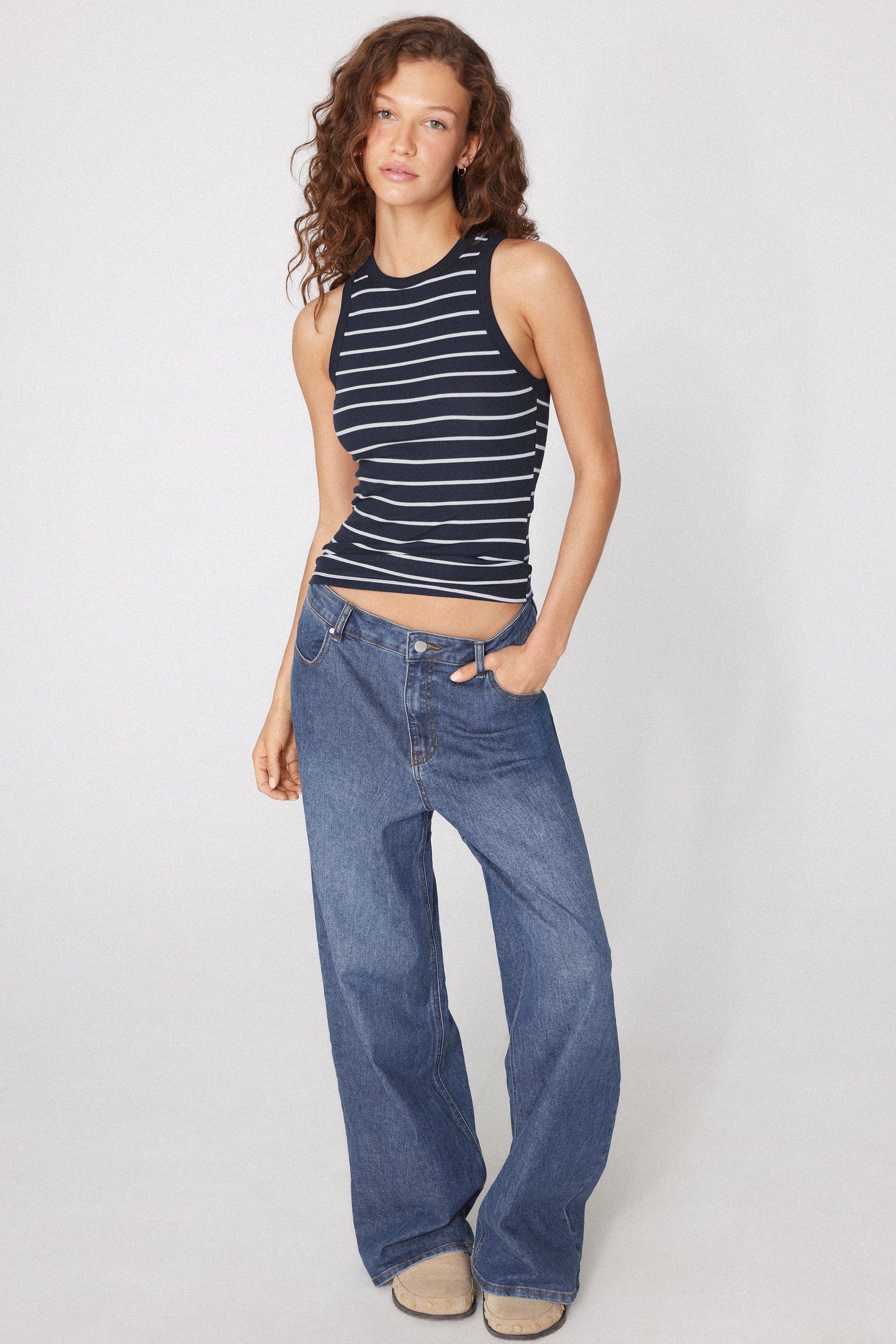 Ribbed Cotton Racer Back Camisole