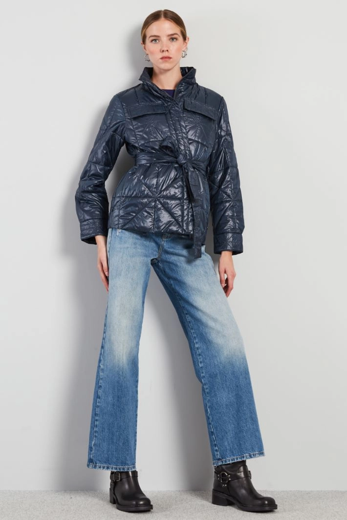 Puffer jacket with belt - NIGHT BLUE