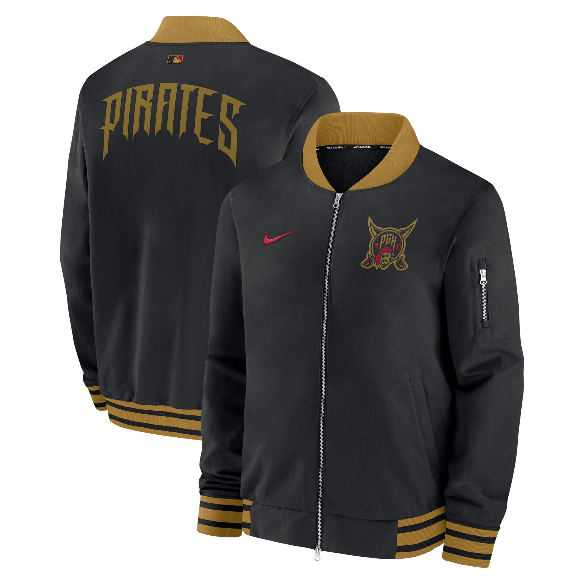 Pittsburgh Pirates City Connect 2026 MLB Authentic Dugout Bomber Jacket Black
