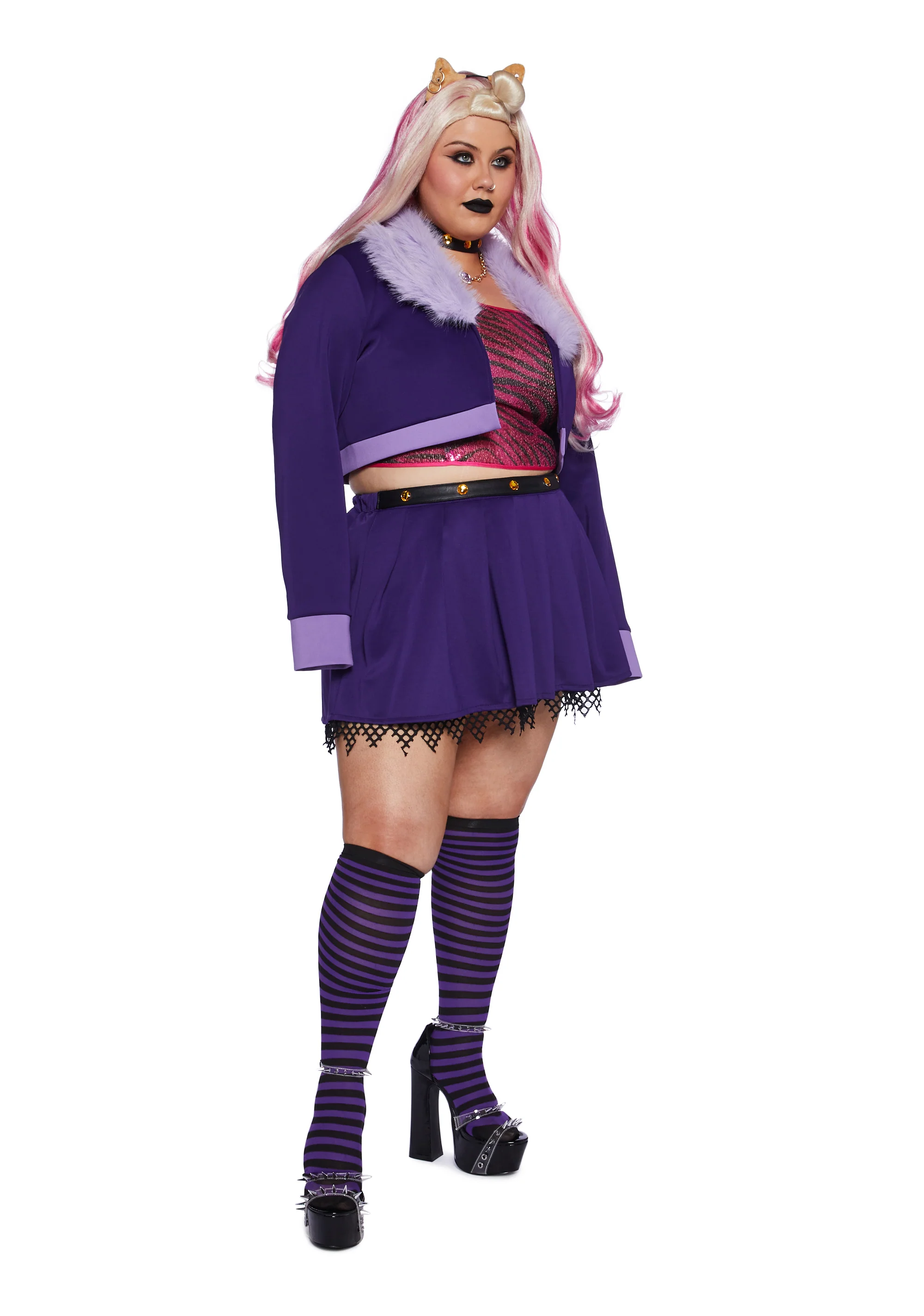 Plus Werewolf High School Student Costume And Wig Set
