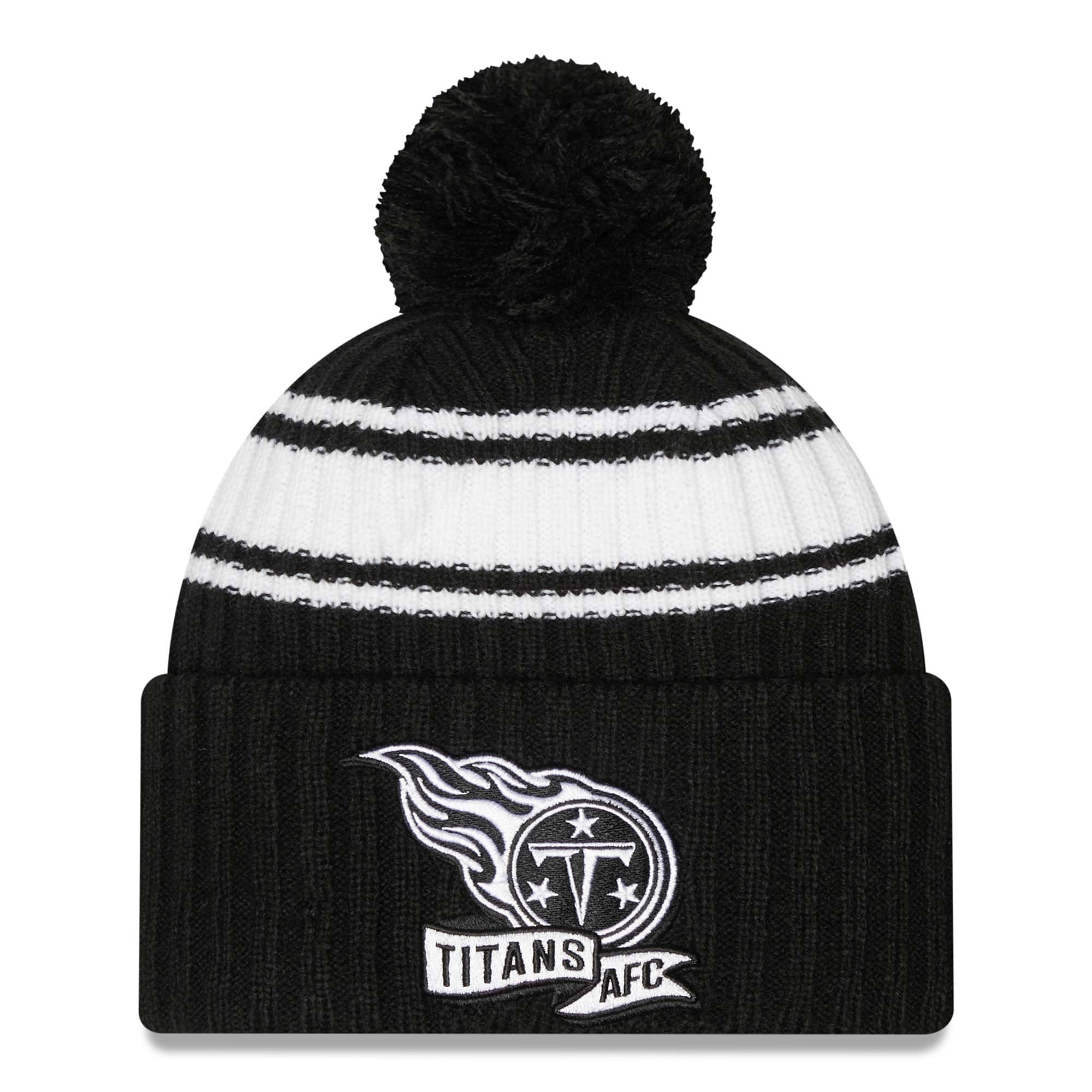Tennessee Titans Official 2022 NFL Sideline New Era Sport Knit Hat Black & White