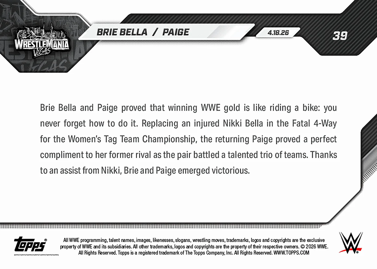 Brie Bella/Paige - 2026 WWE Topps NOW® - Card 39