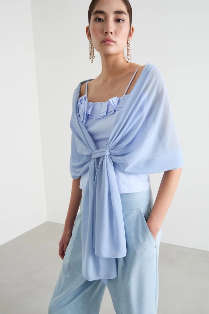 Georgette stole - LIGHT BLUE
