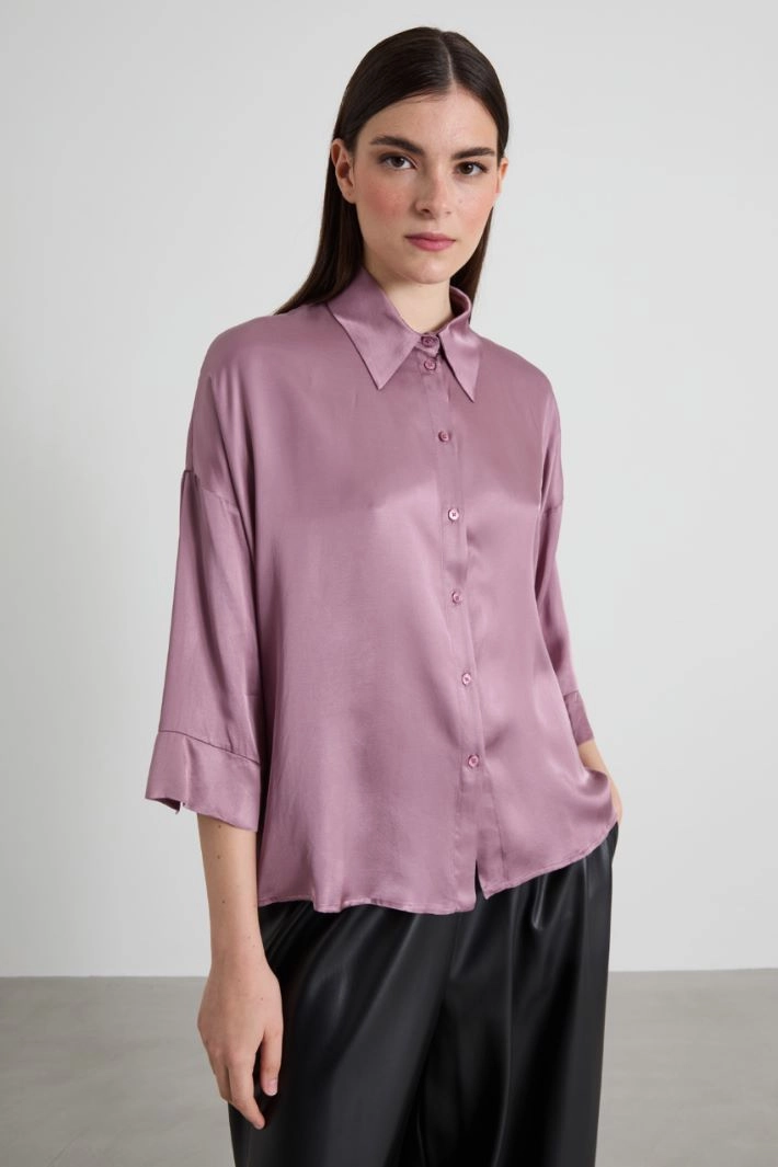 Fluid satin shirt - MAUVE