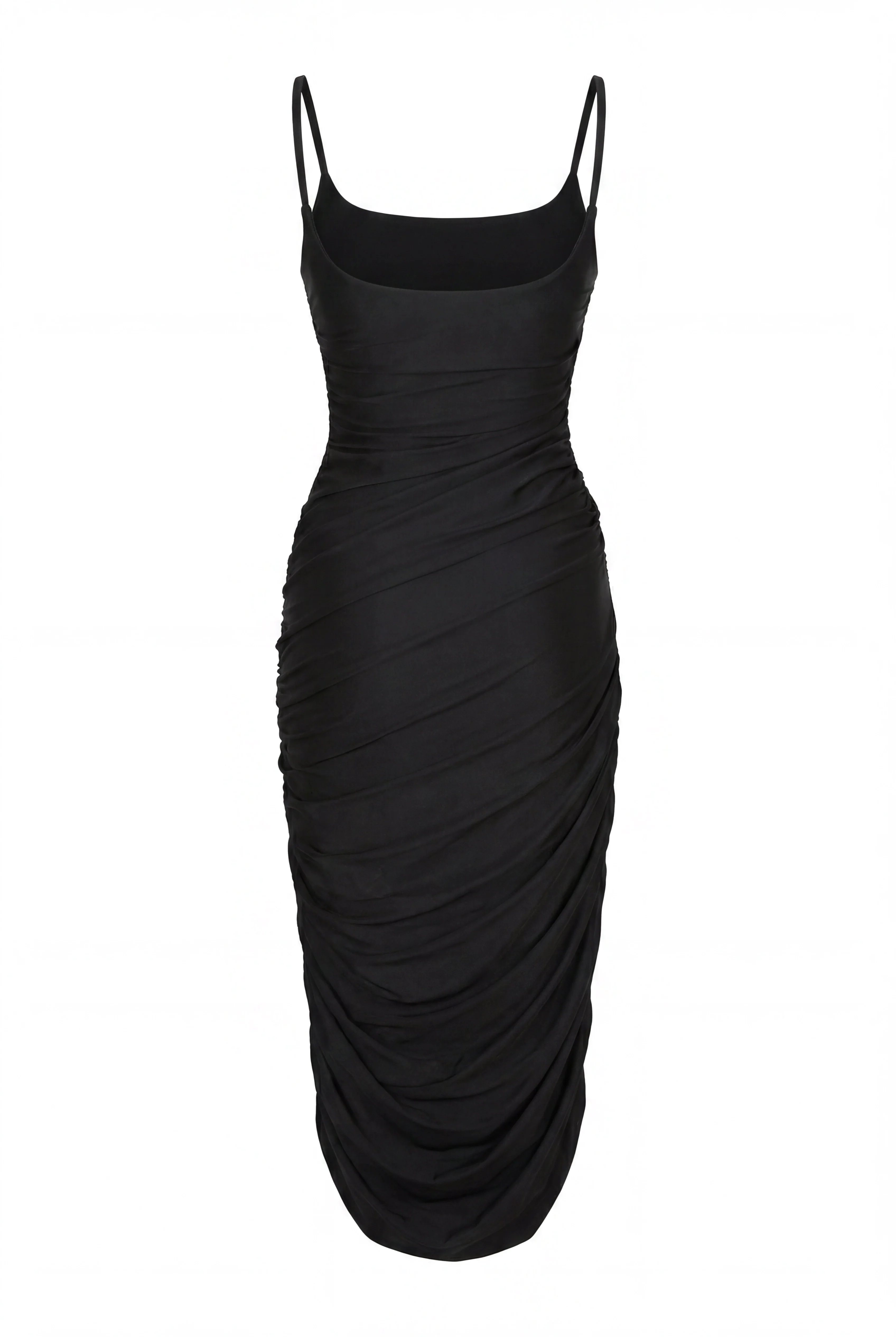 Black Draped Midi Dress