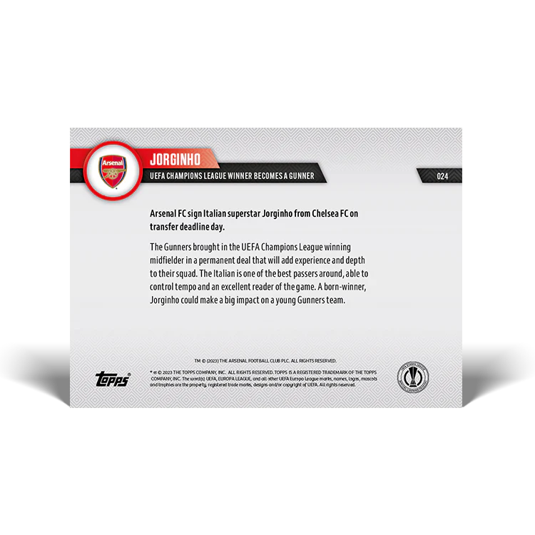 Topps UK - UEFA Champions League winner becomes a Gunner - EL TOPPS NOW® Card #24