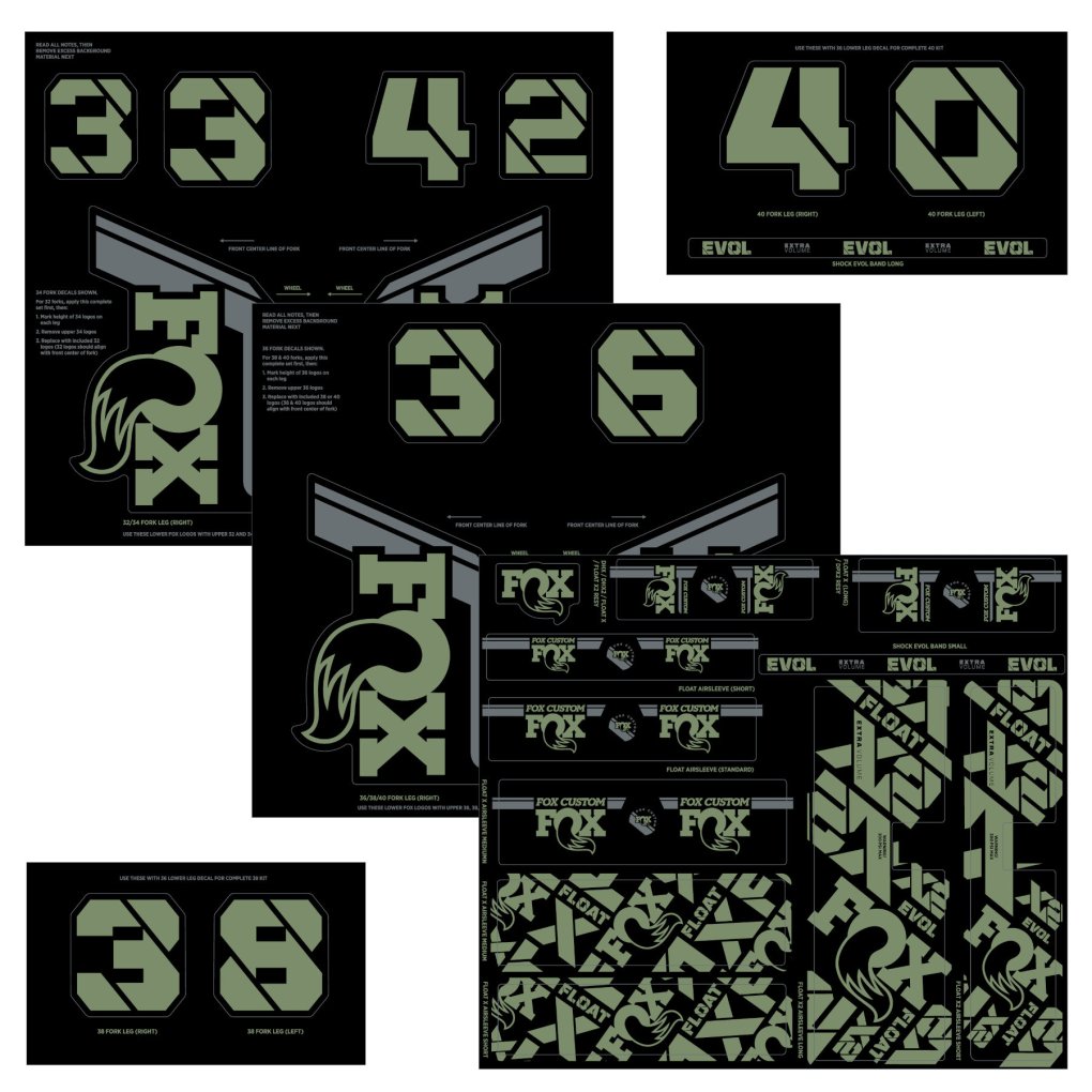 FOX CUSTOM Decal Kit for Fork & Rear Shock - Pistachio