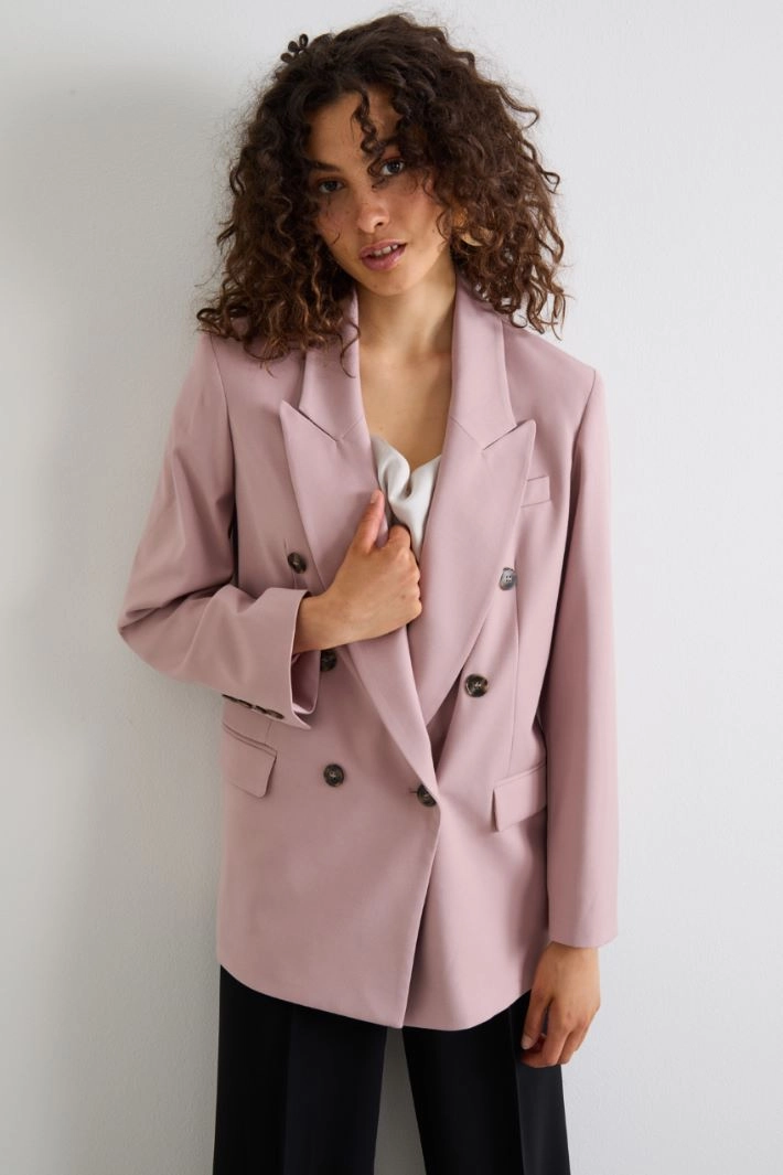 Straight double-breasted blazer - PINK
