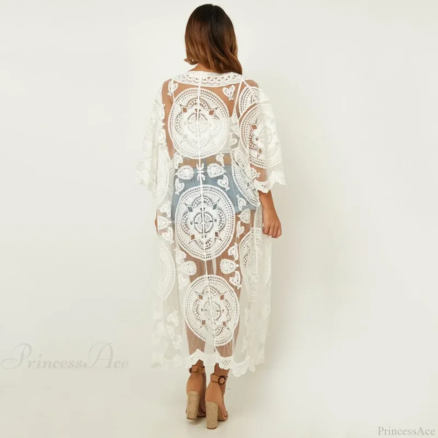 Sexy See-Through Lace Blouse Boho Beach Bikini Cover Up