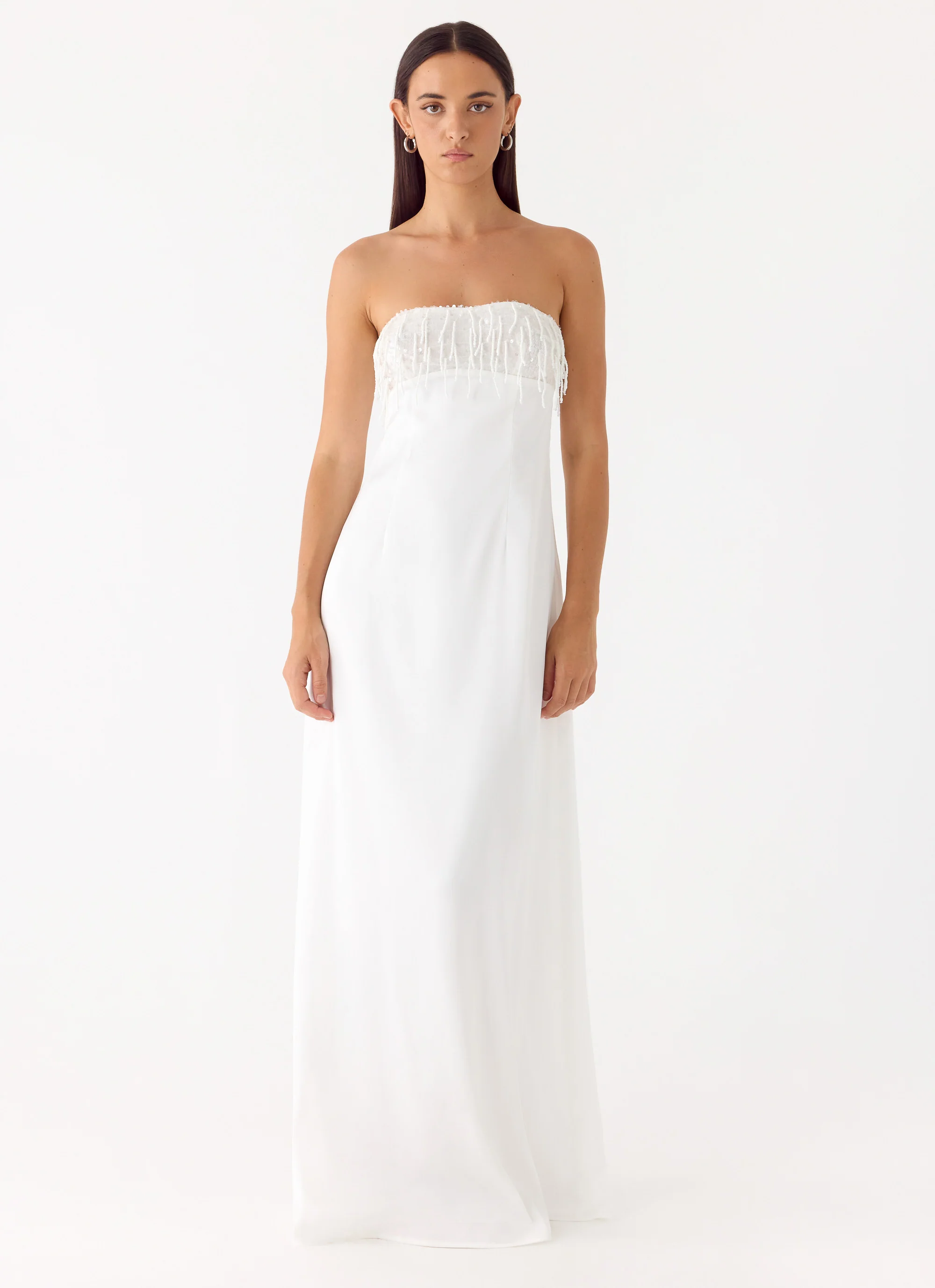 Miftie Beaded Sequin Maxi Dress - White