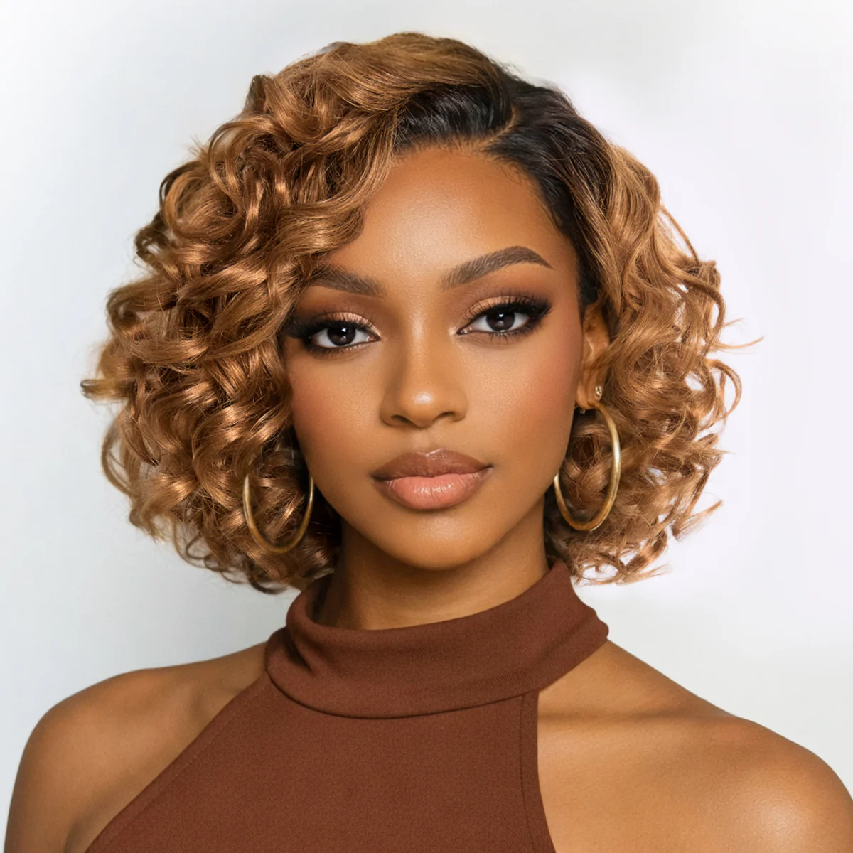 Dark Root Ombre Brown Mature Bouncy Loose Wave Glueless Minimalist HD Lace Wig Ready to Go