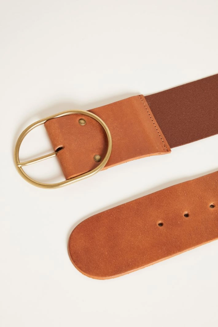 Belt with elastic insert - BROWN