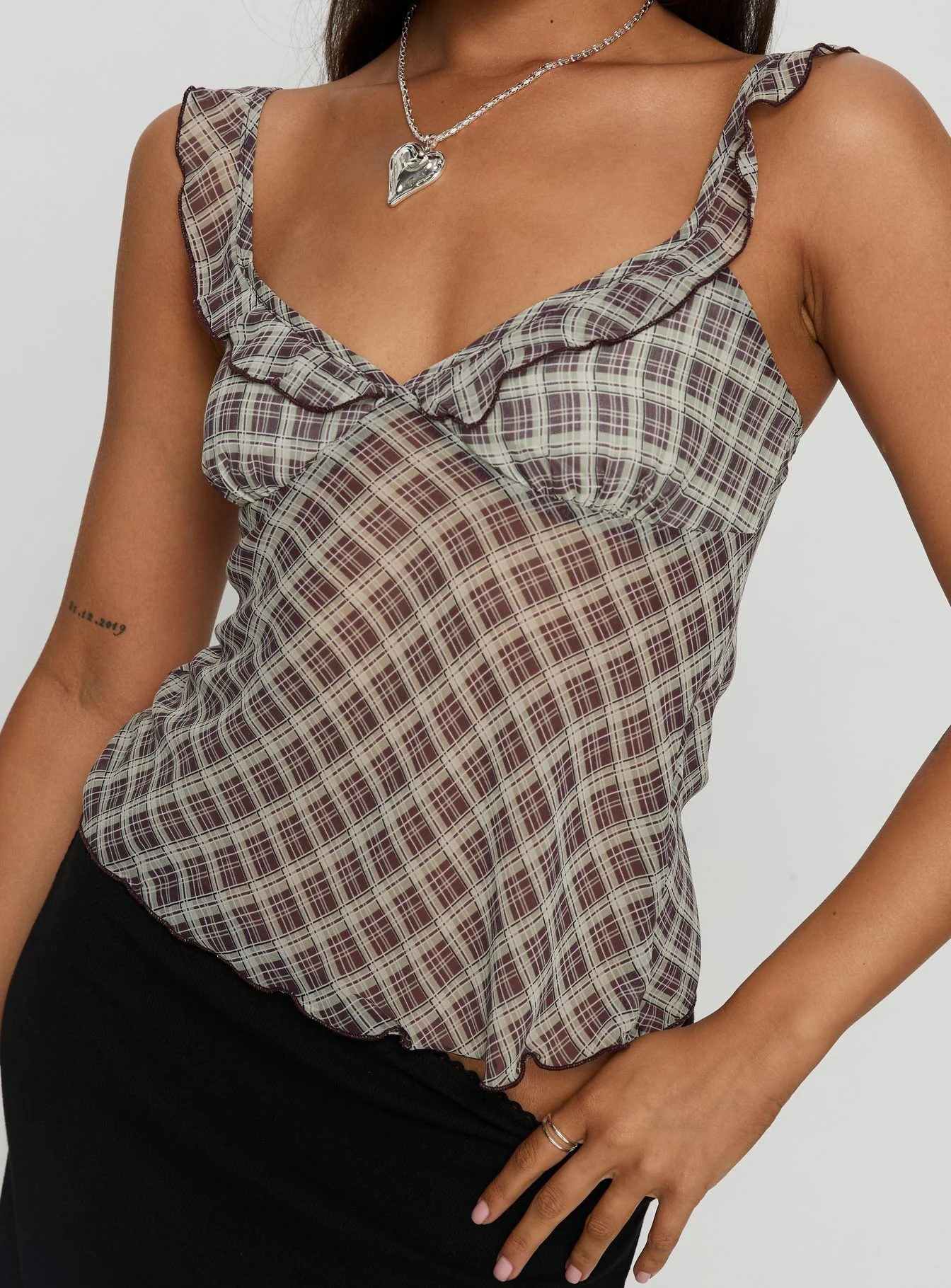 Zayliah Frill Detail Top Wine Check