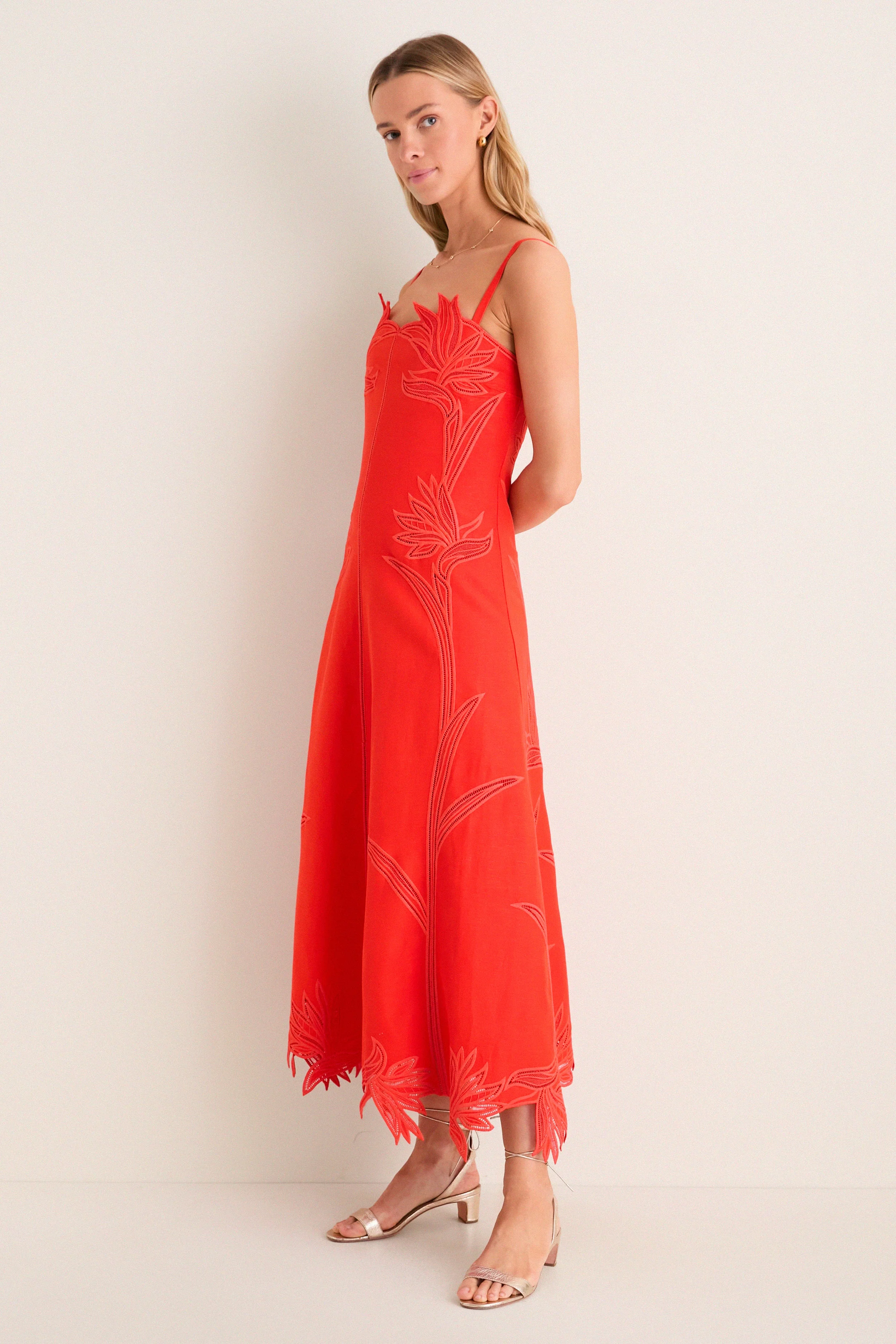 Lobster Ellery Embroidered Bustier Midi Dress