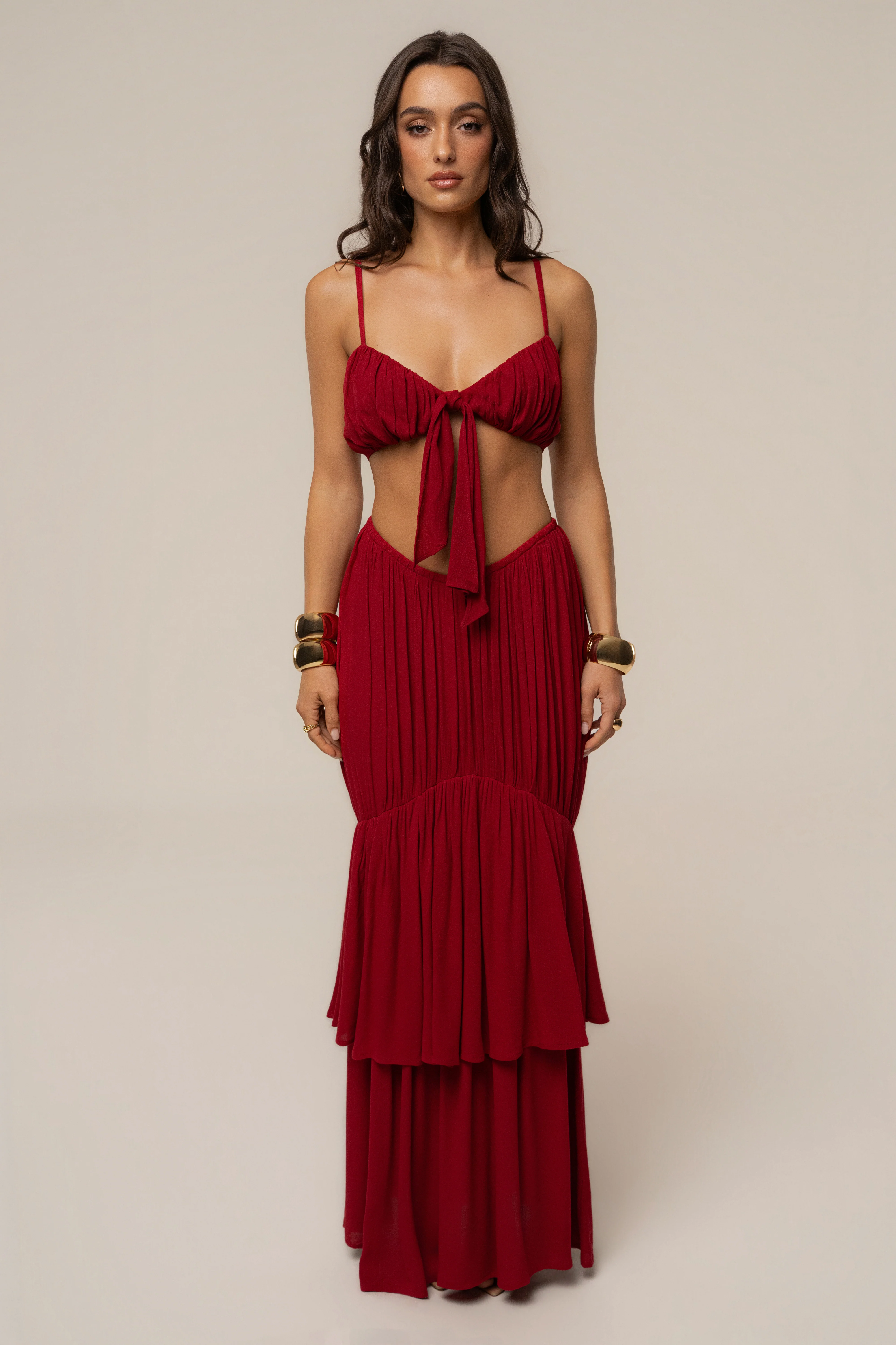 Red Sail Into Sunset Skirt Set