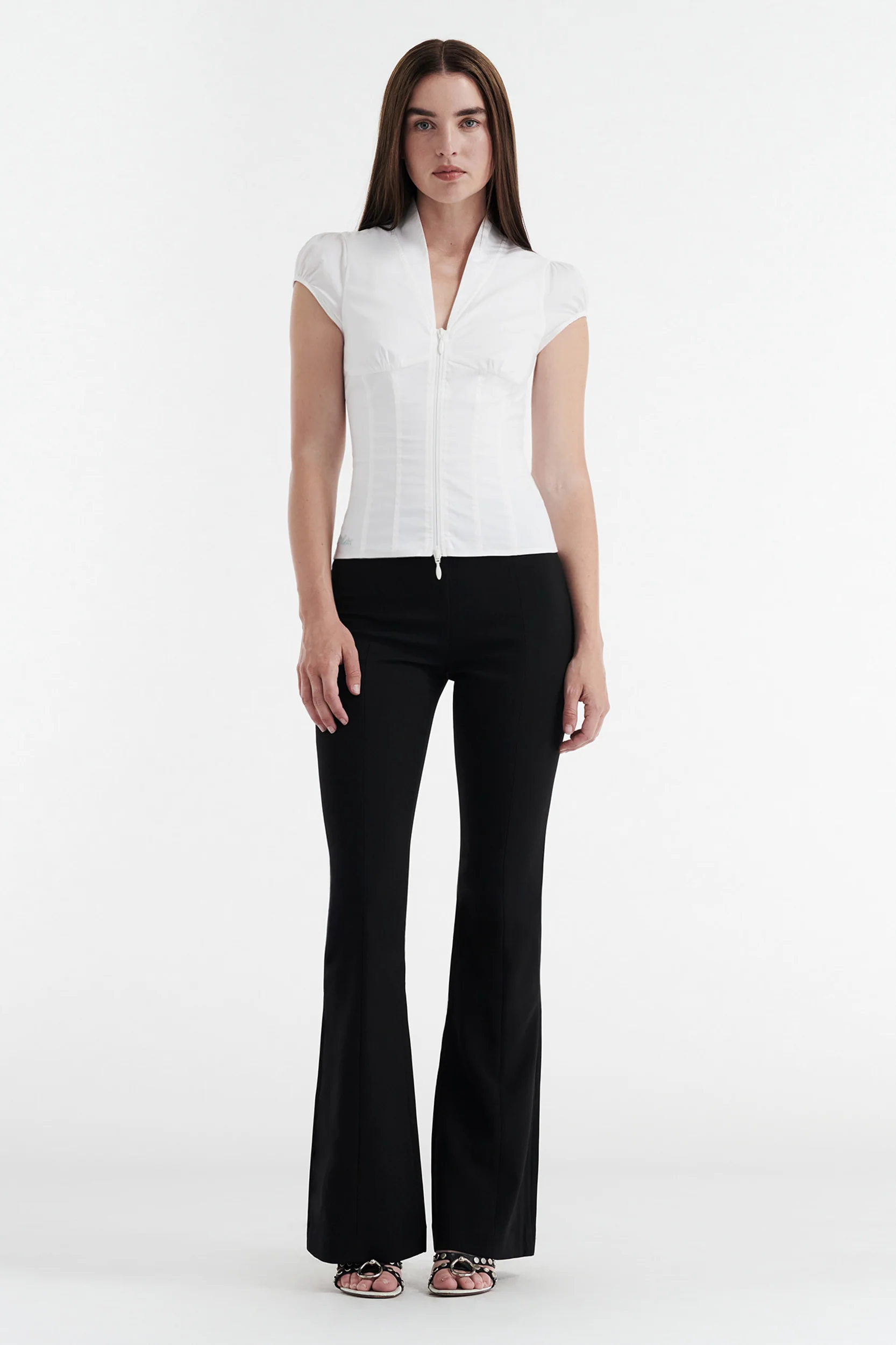 Colette Panelled Puff Sleeve Top - White