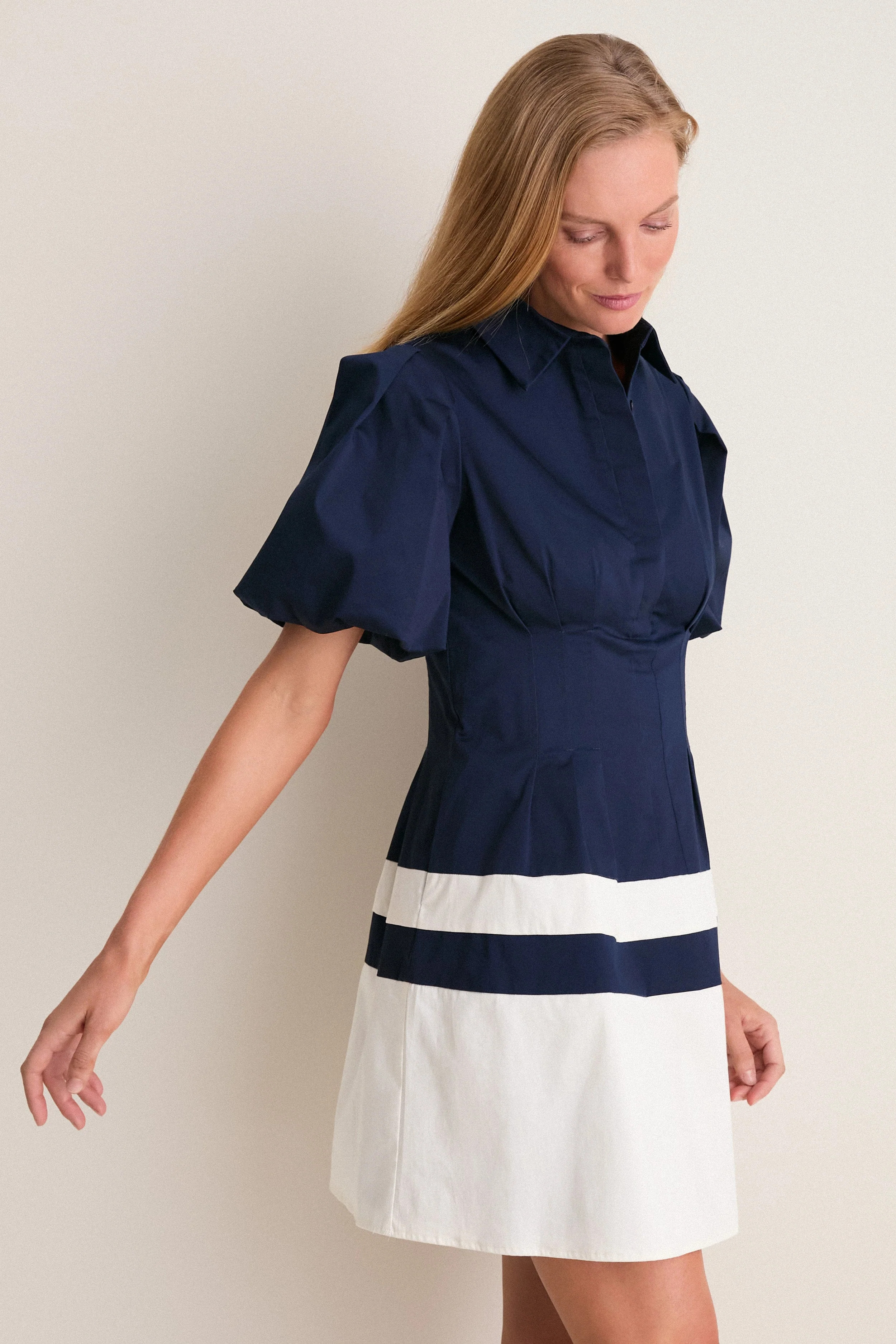 Navy and White Stripe Mini Delaney Dress