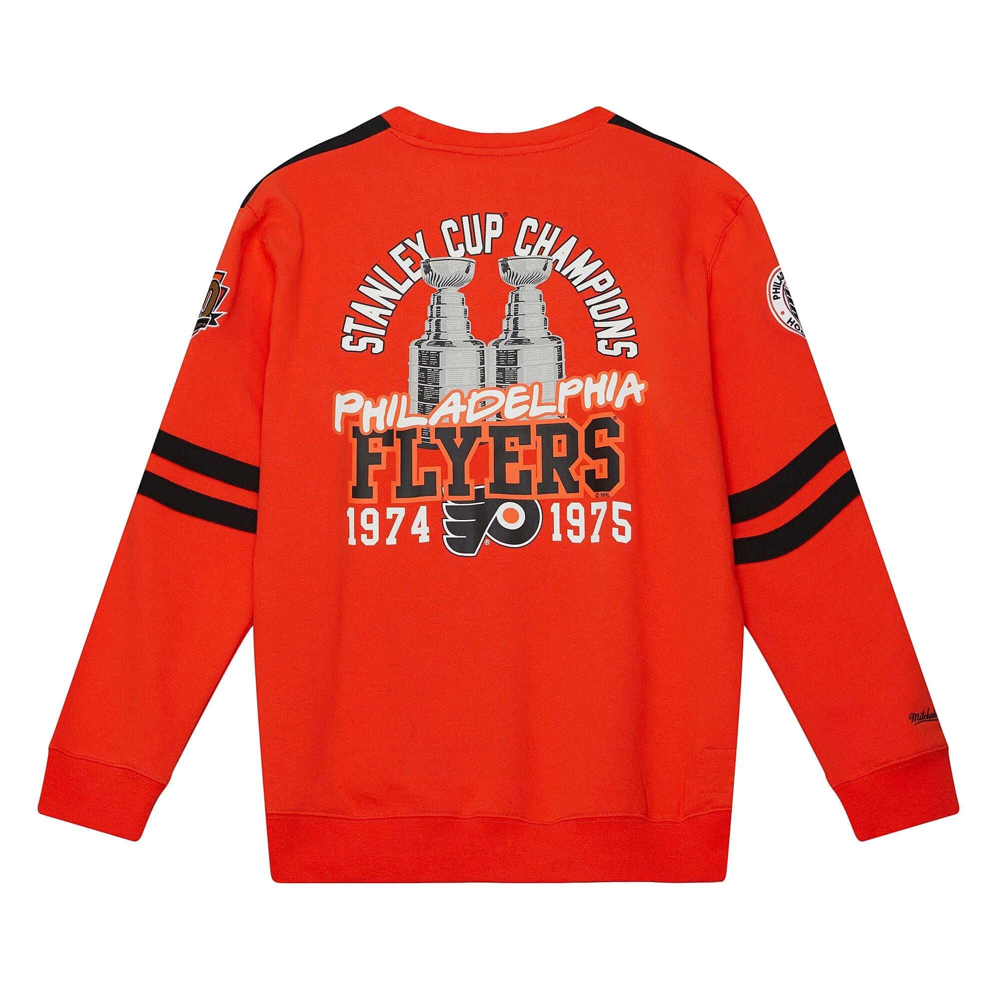 Philadelphia Flyers All Over Mitchell & Ness NHL Crew Fleece Pullover
