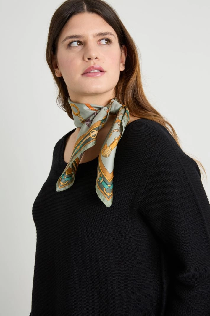 Silk twill scarf  - GREEN SAGE