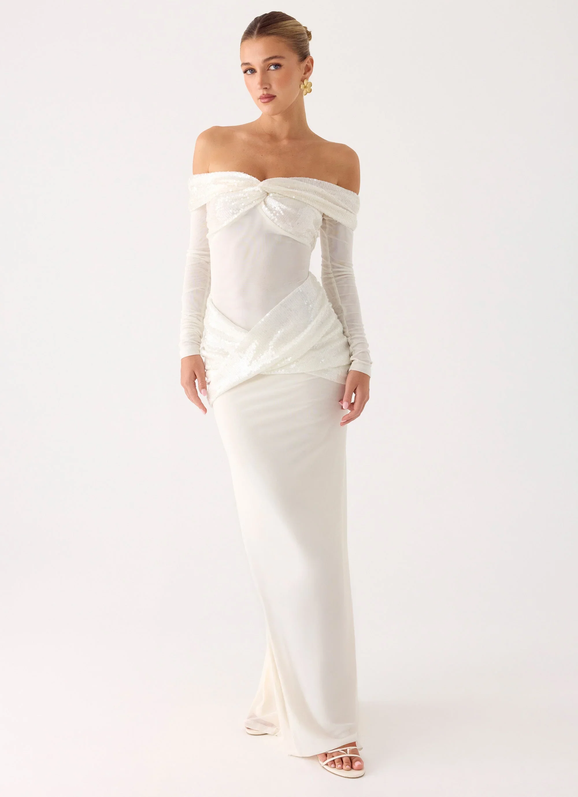 Over To You Sequin Maxi Dress - White