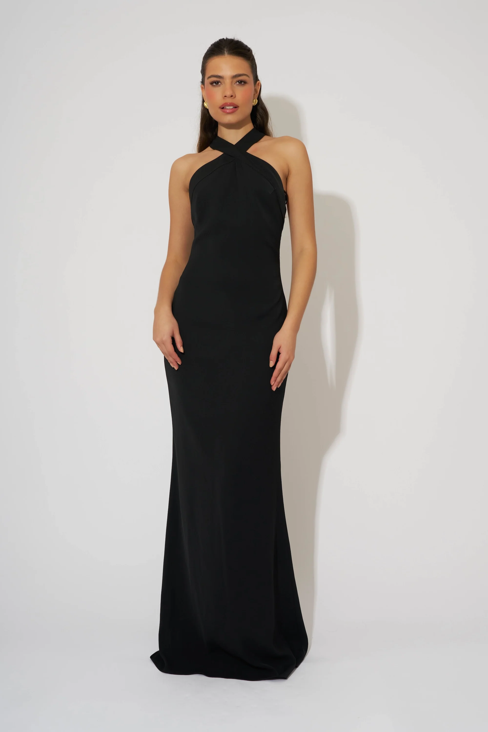 Cross Halter Neck Maxi Dress