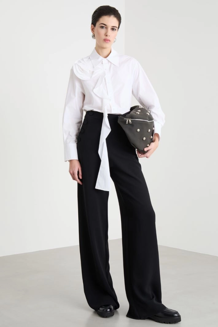 Wide-leg cady trousers - BLACK