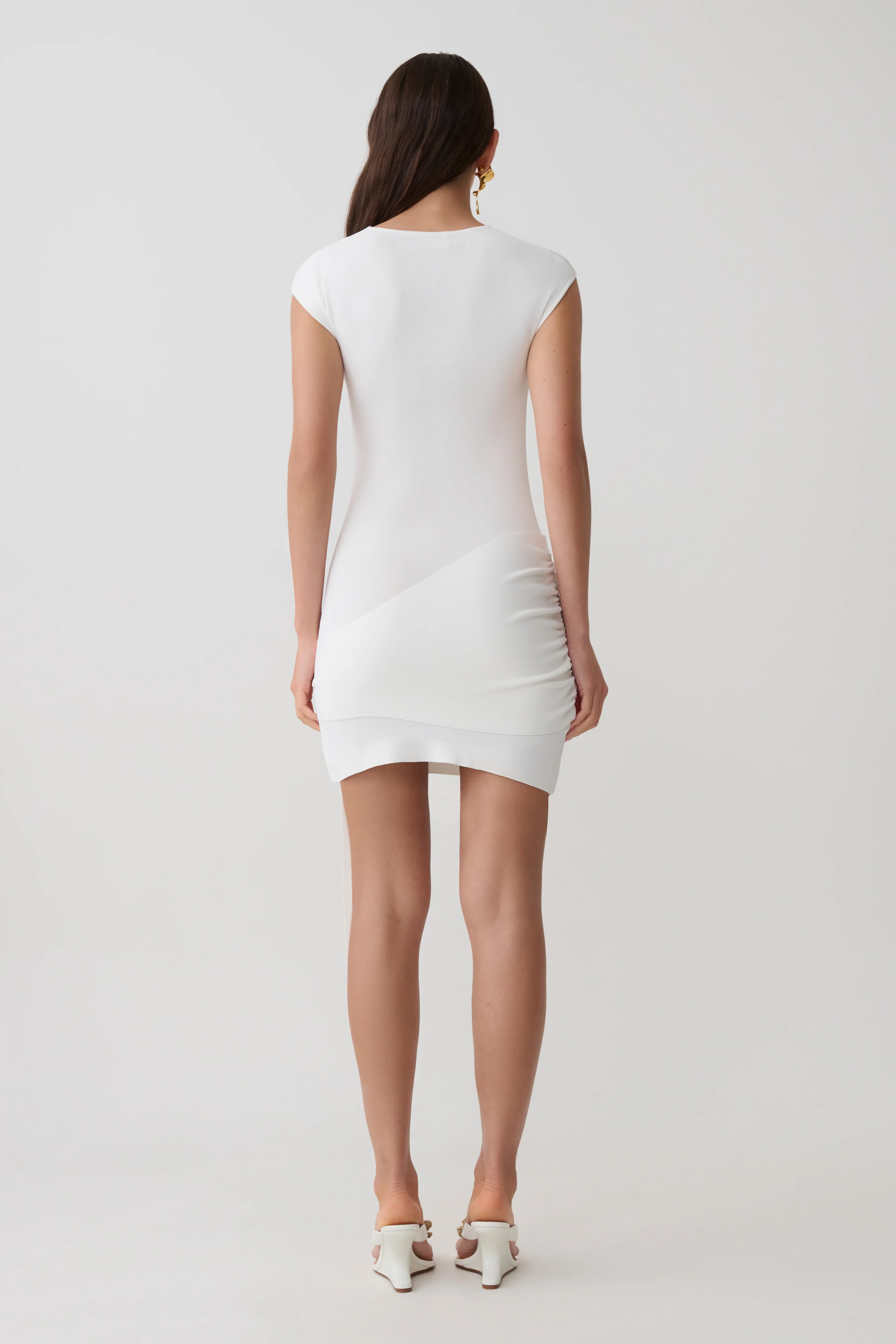 Freida Knit Mini Dress With Sash - Ivory