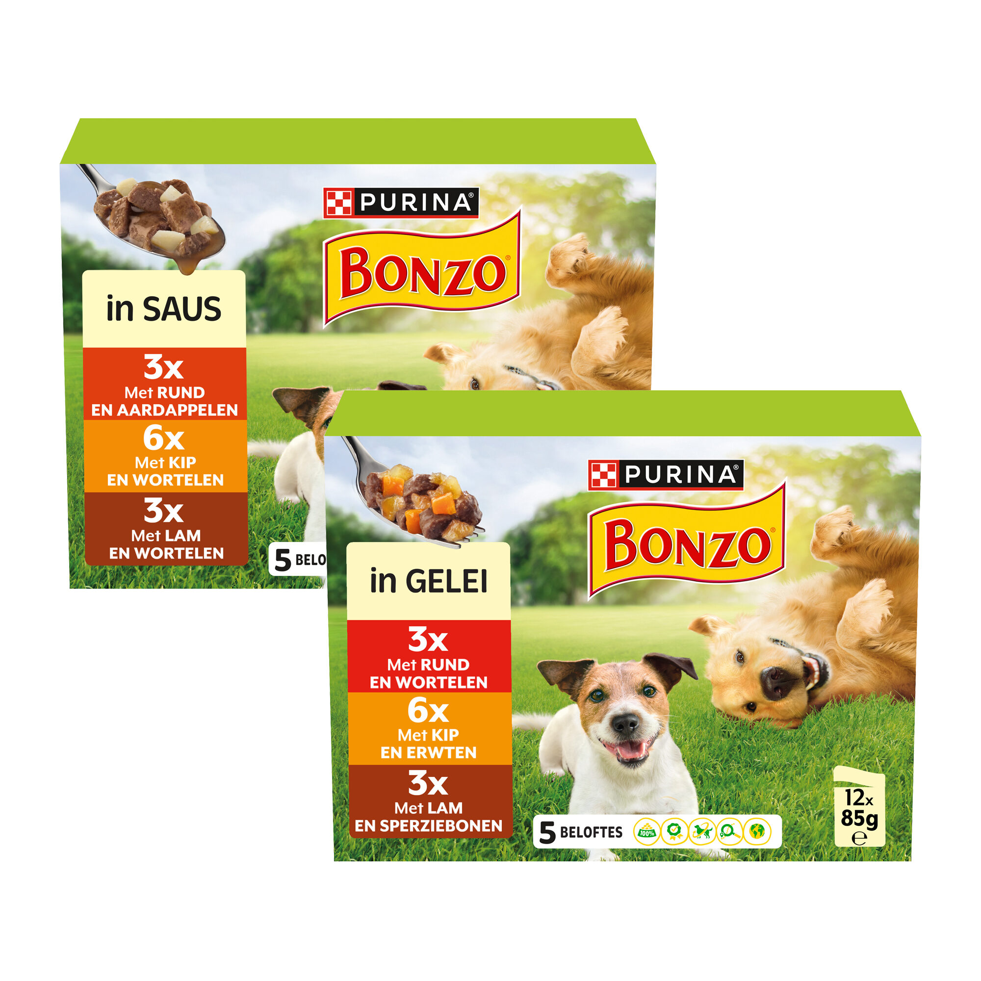 Bonzo Adult Wet Dog Food in Gravy – Beef, Chicken & Lamb – 12 x 85 g