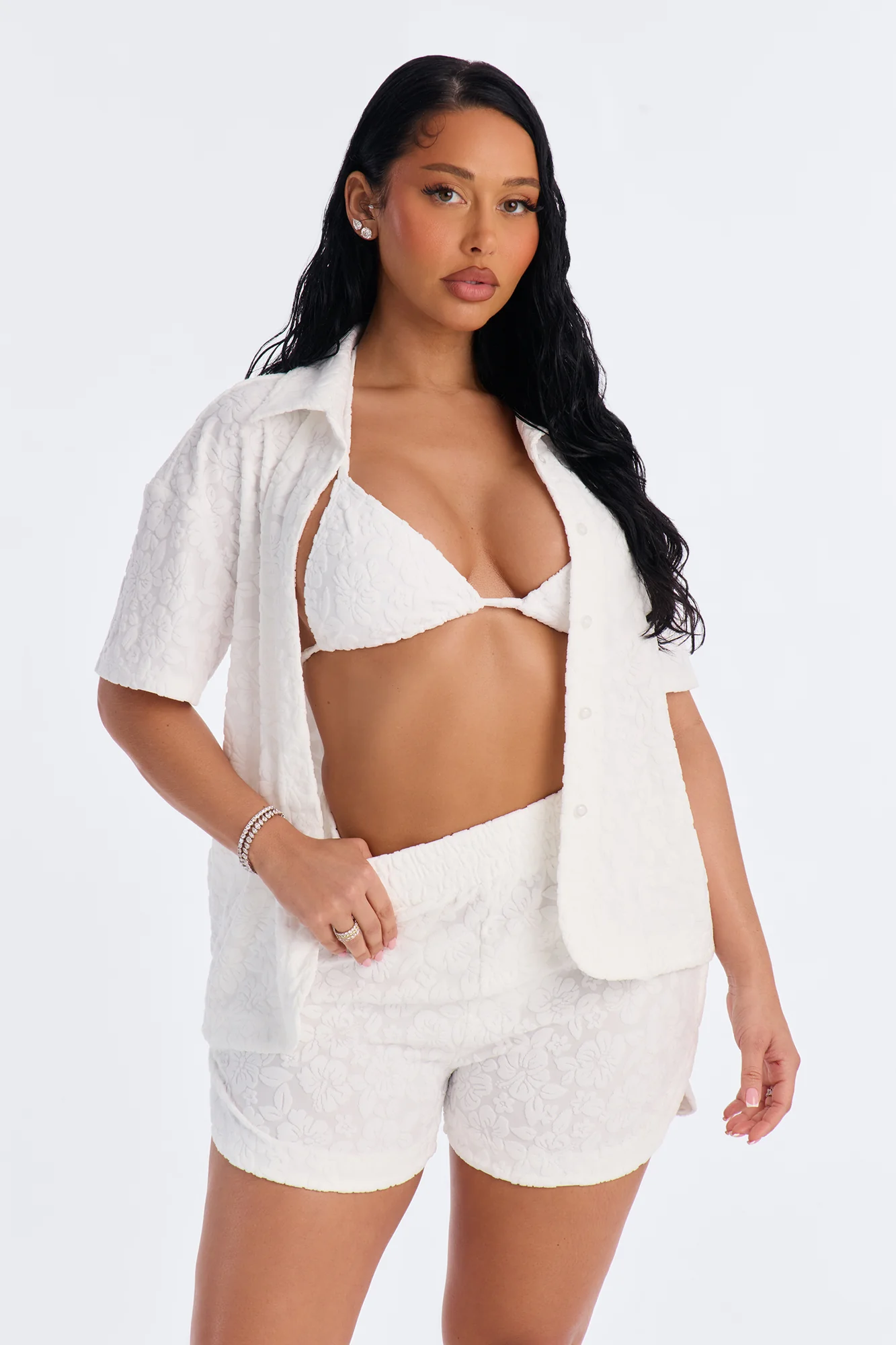 Your One And Only Bikini And Coverup Short Set - White
