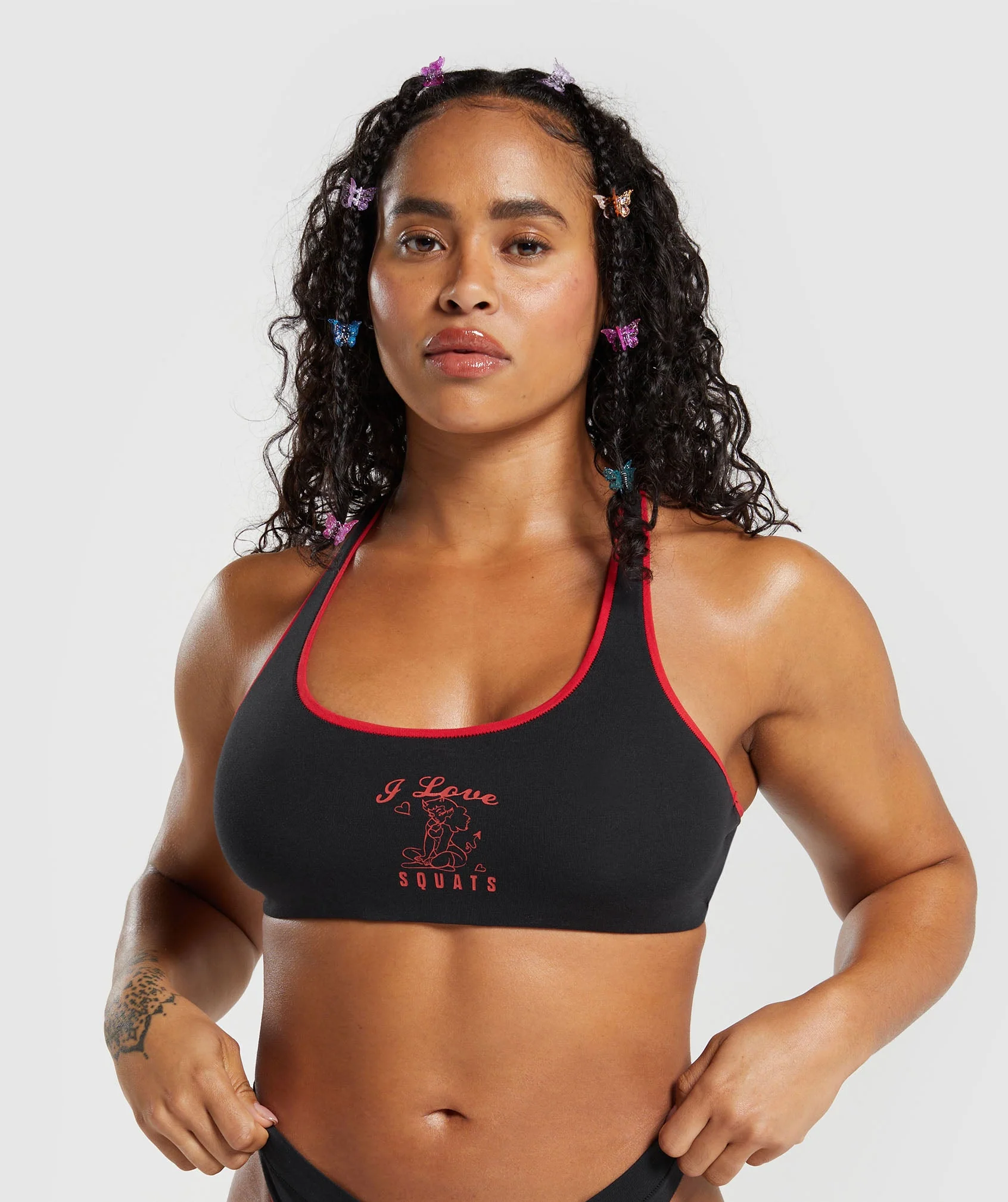 Cotton Graphic Bralette Black