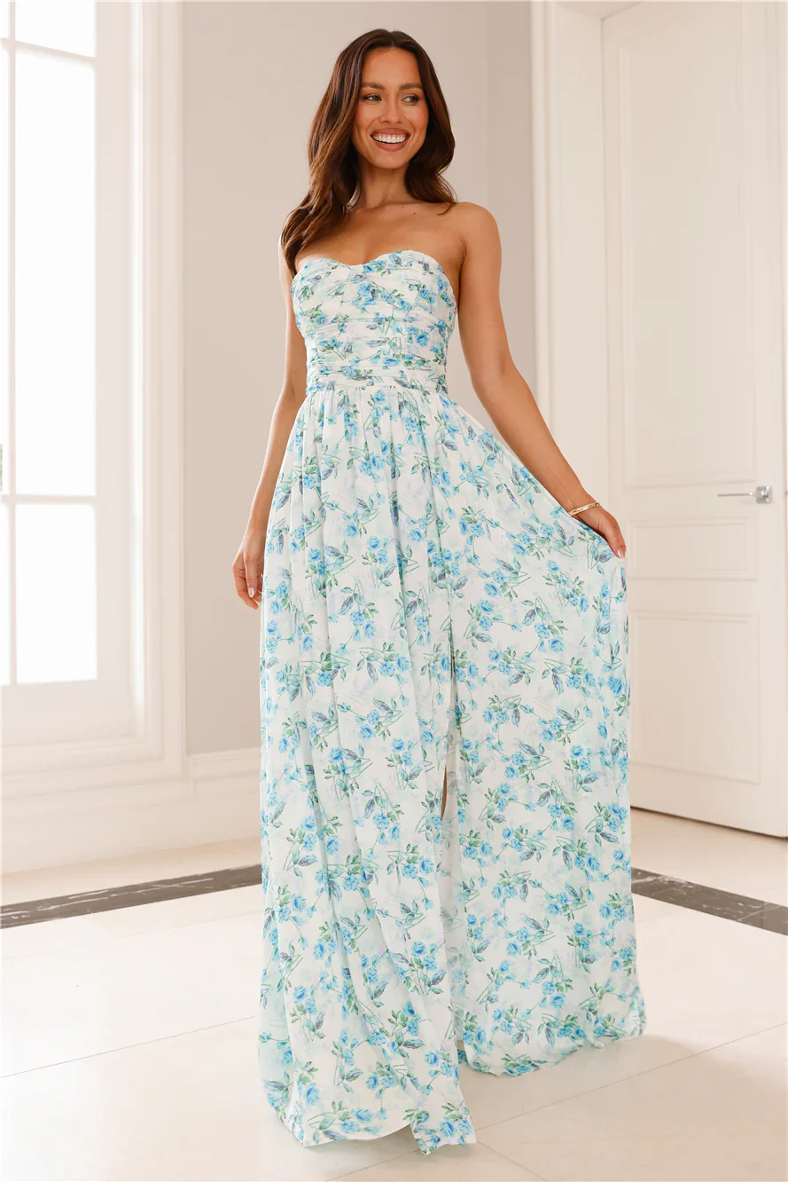 Dainty Events Strapless Maxi Dress Blue