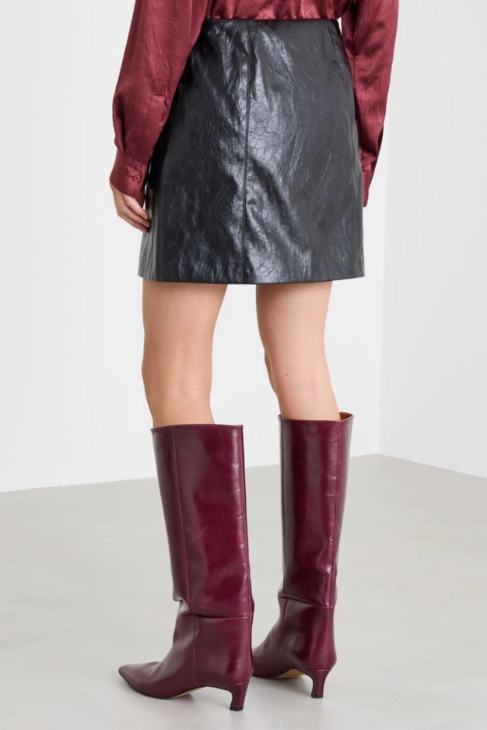 A-line coated jersey skirt - BLACK