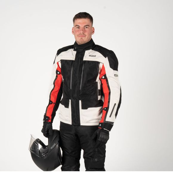 Dxr Cairo Motorcycle Jacket - Beige / RedRef: DXR1072