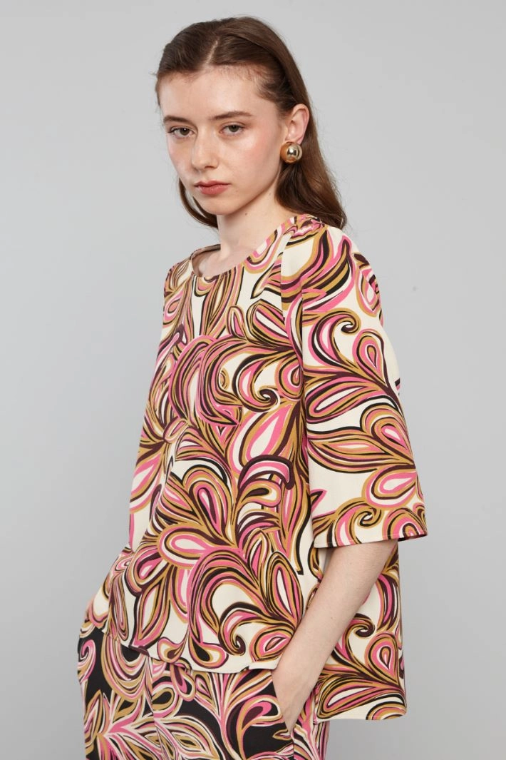 Asymmetrical sable blouse - PINK YELLOW CREAM