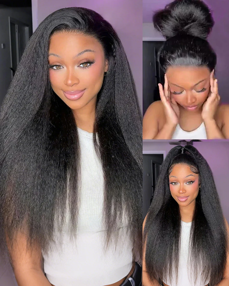 Ophirawig 13x6 Three-Go? Glueless Wig Yaki Straight Natural Black With Drawstring
