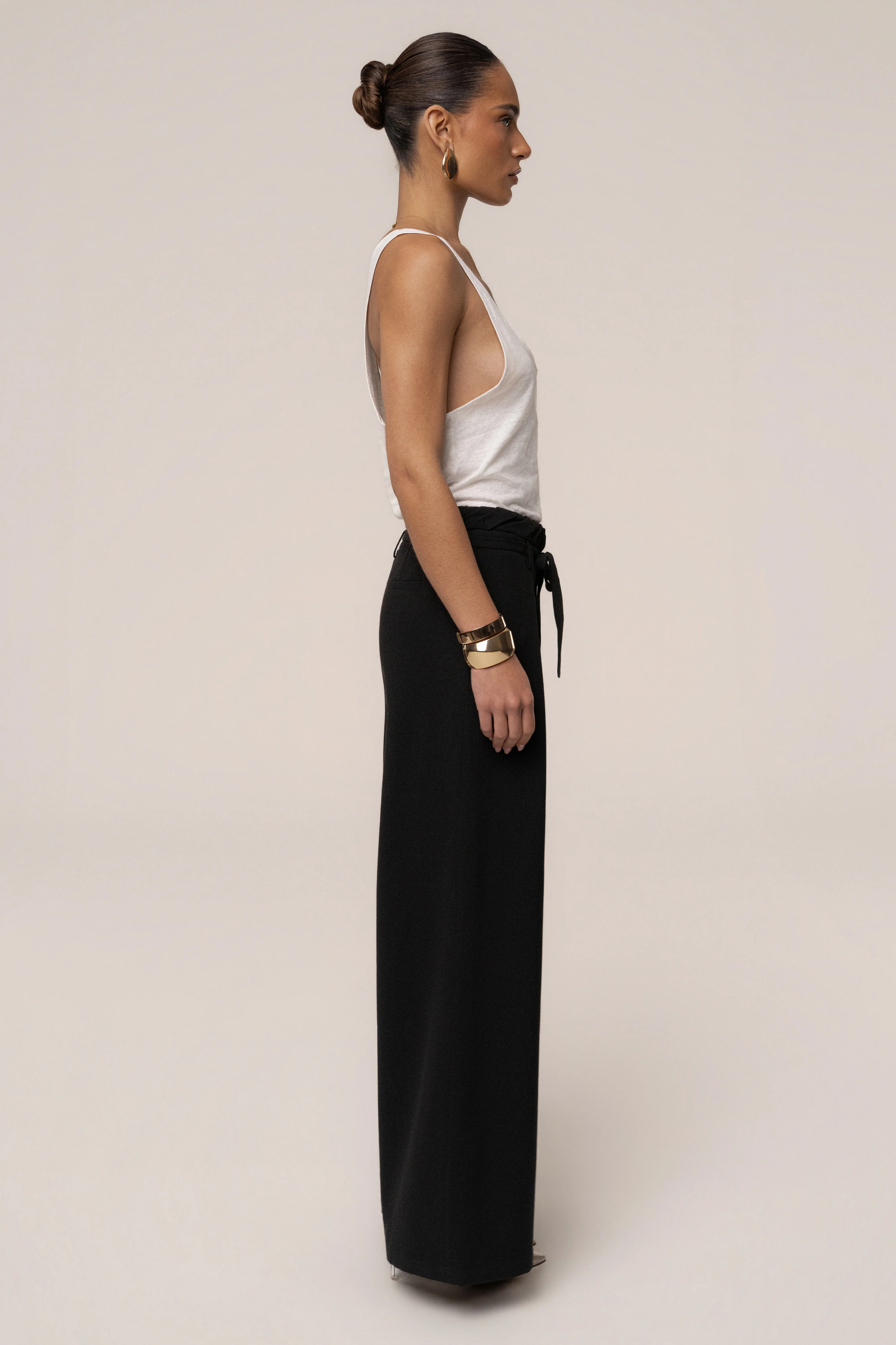 Black Refined Ease Wide Leg Pants