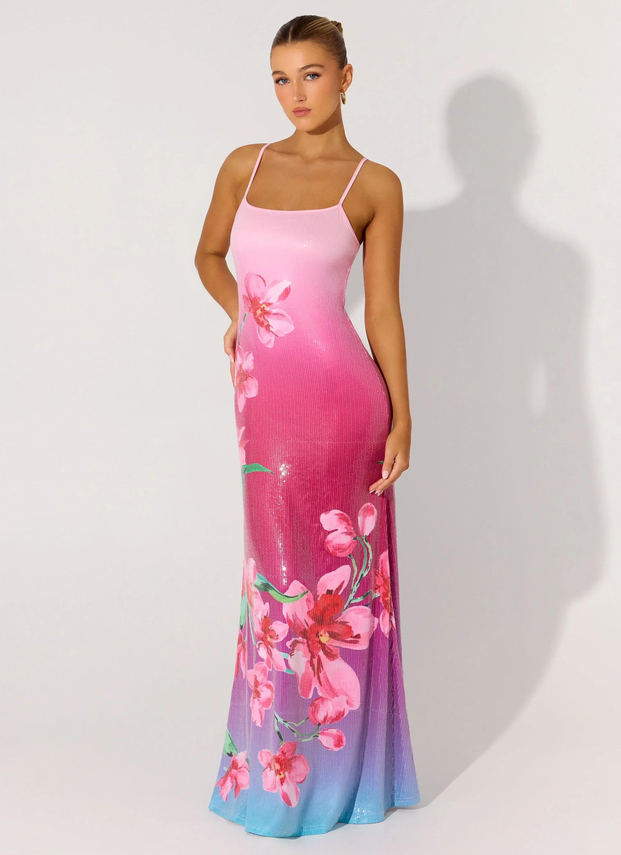 Ariaz Sequin Maxi Dress - Ombre Reef