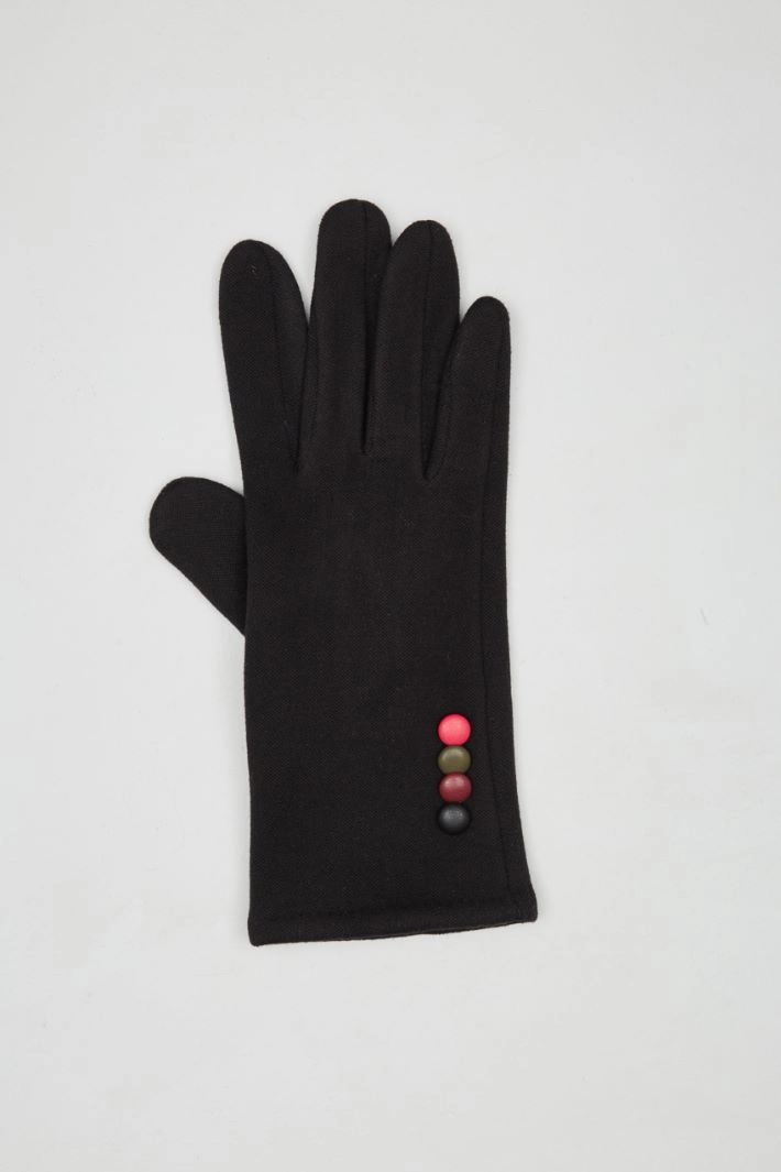 Buttoned jersey gloves - BLACK
