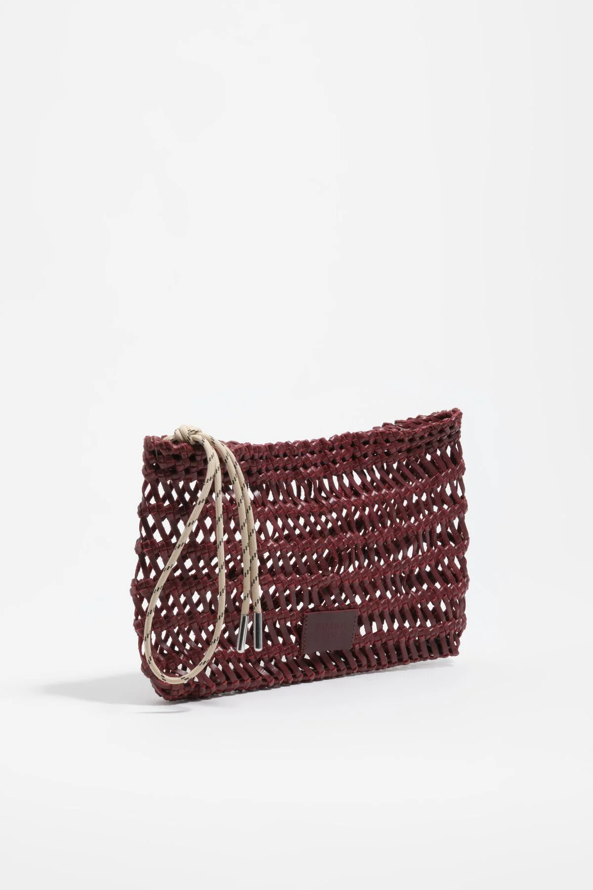 Dark cherry plaited leather handbag