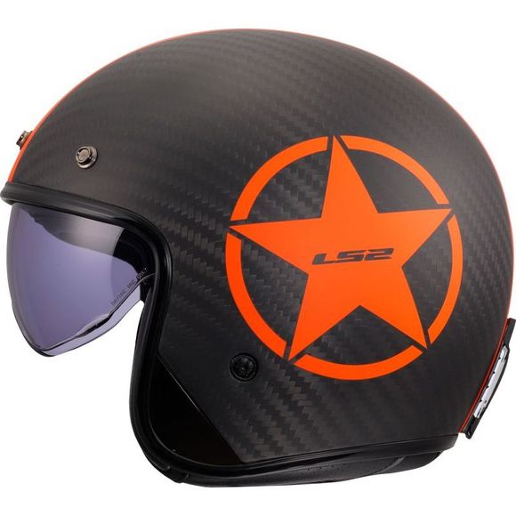LS2 OF601 BOB II CARBON STAR Open-Face Helmet - Black / OrangeRef: LS1284