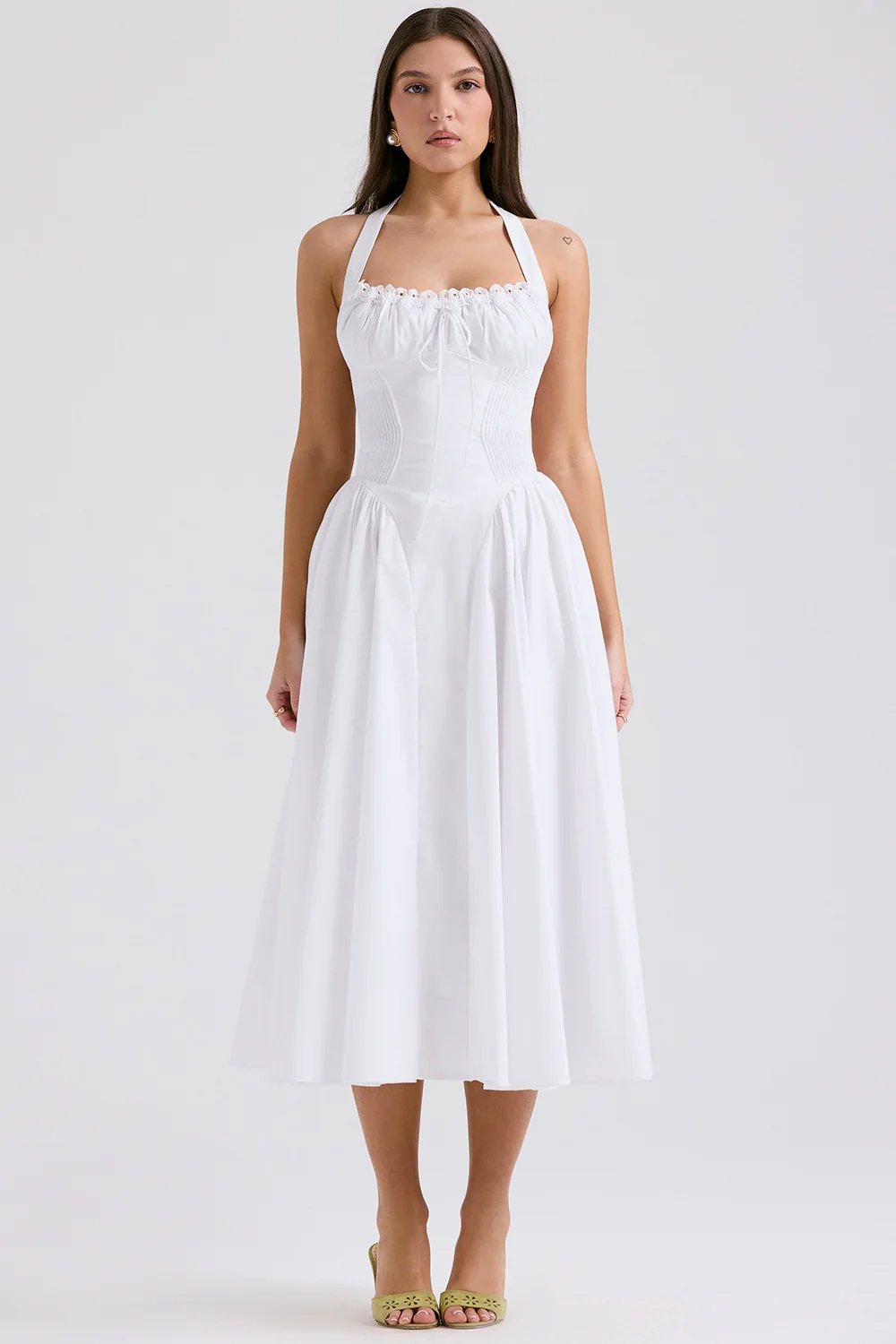white cotton halter sundress