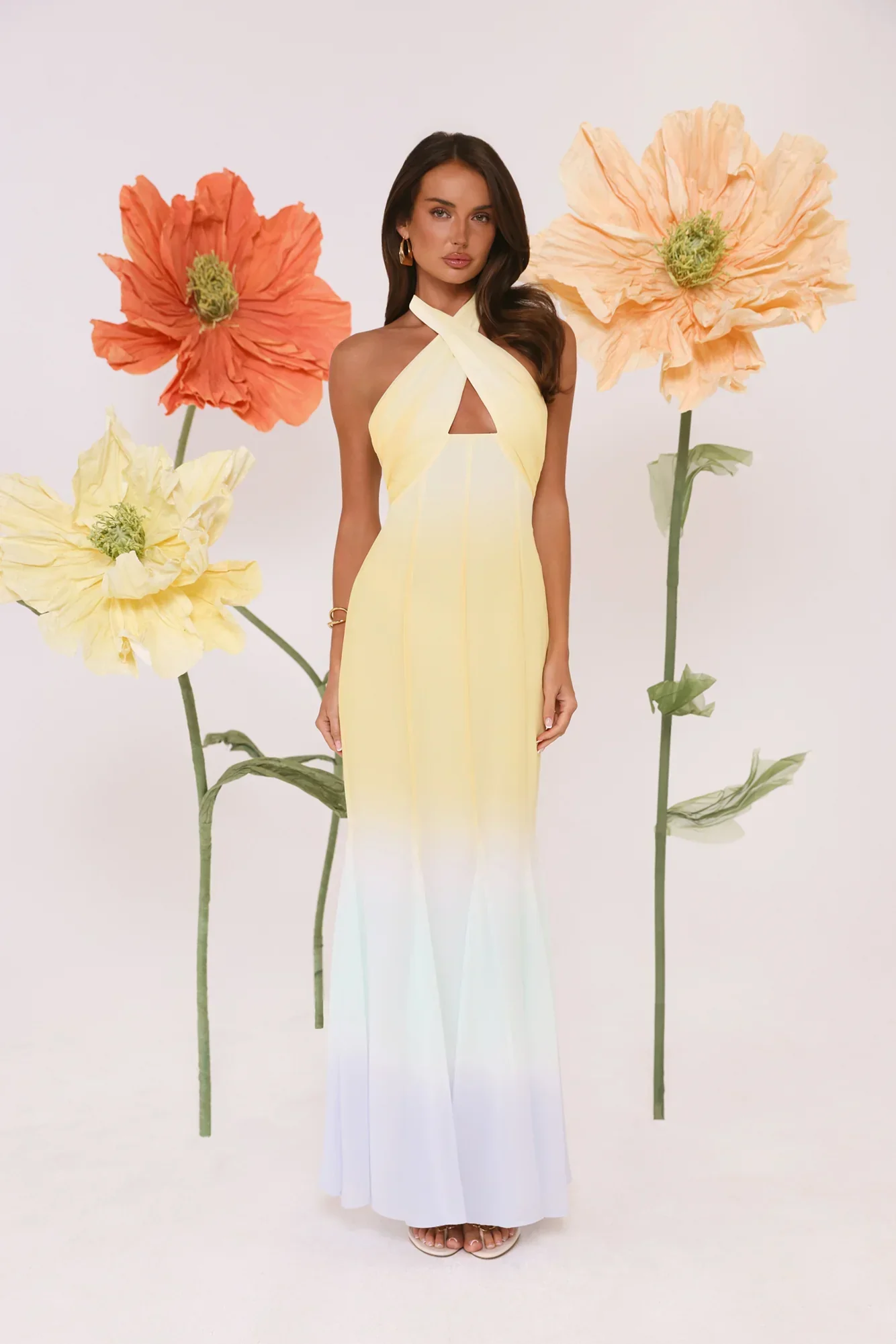 Sundown Dreams Halter Maxi Dress Yellow