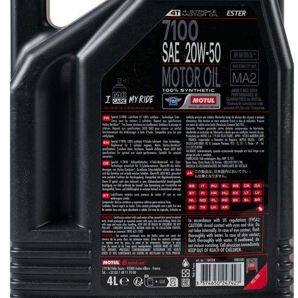 Motul 7100 Engine Oil 20W50 4L UniversalRef: MOT0024 / 104104