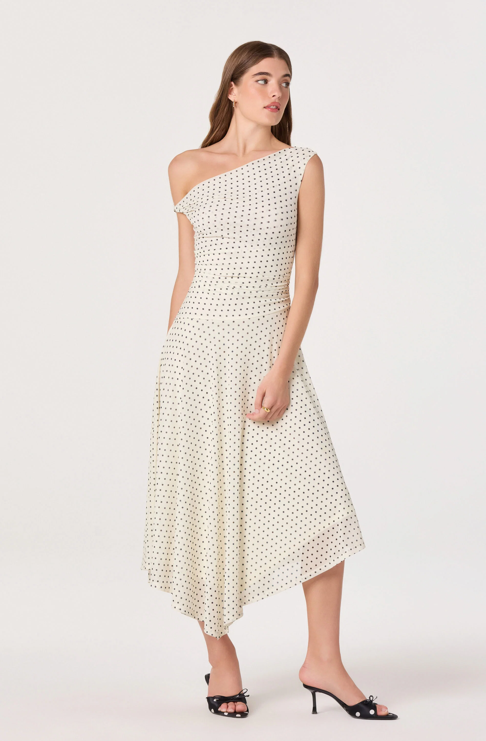 Ciarra Off-Shoulder Asymmetric Midi Dress