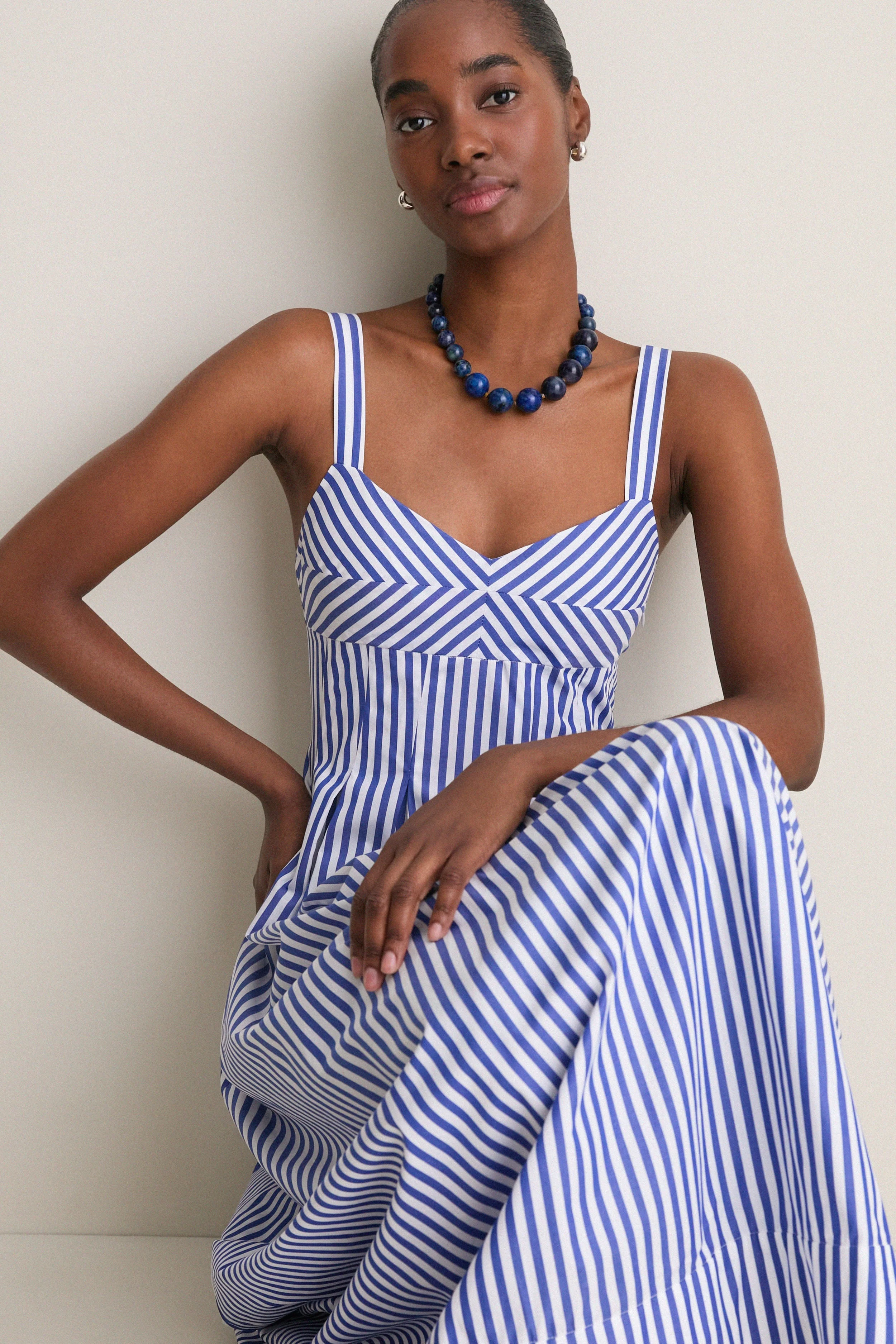 Cobalt and White Madeline Dress