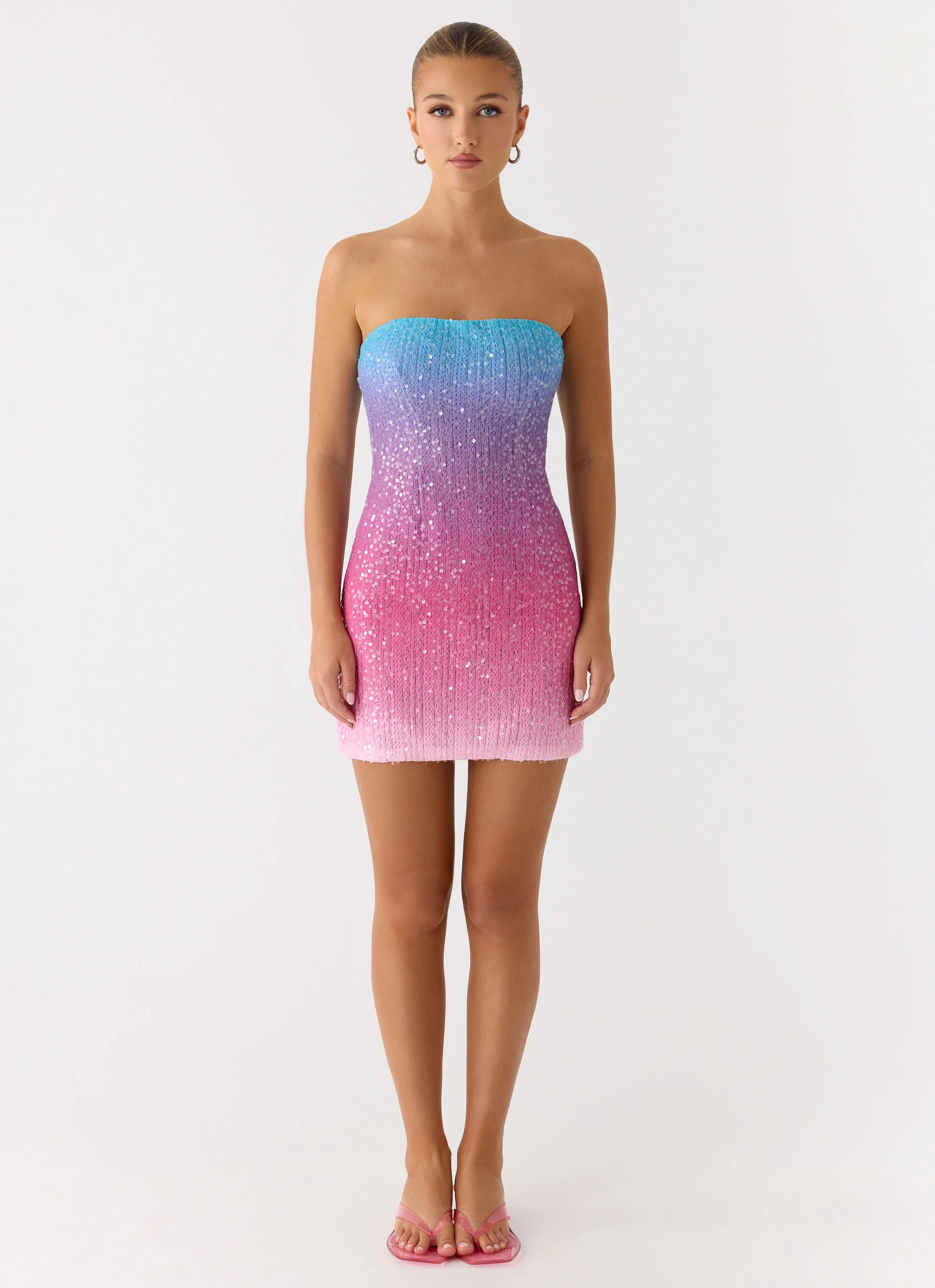Step Closer Sequin Knit Mini Dress - Disco Ombre